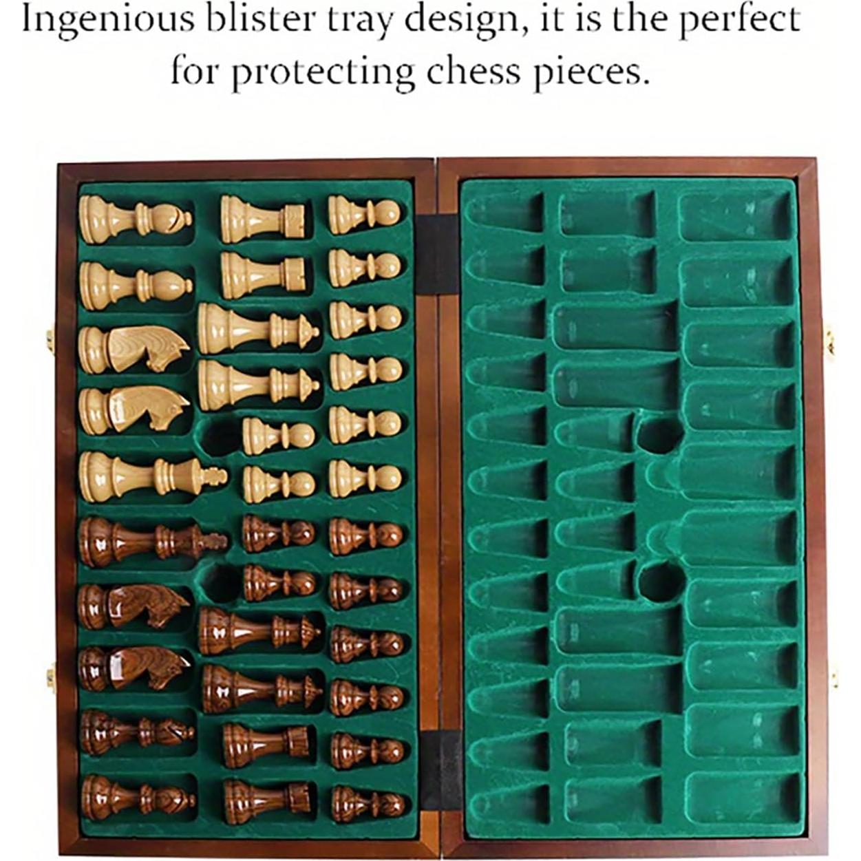 Juego de Ajedrez Plegable de Madera de Nogal 50x50 cm - Torneo