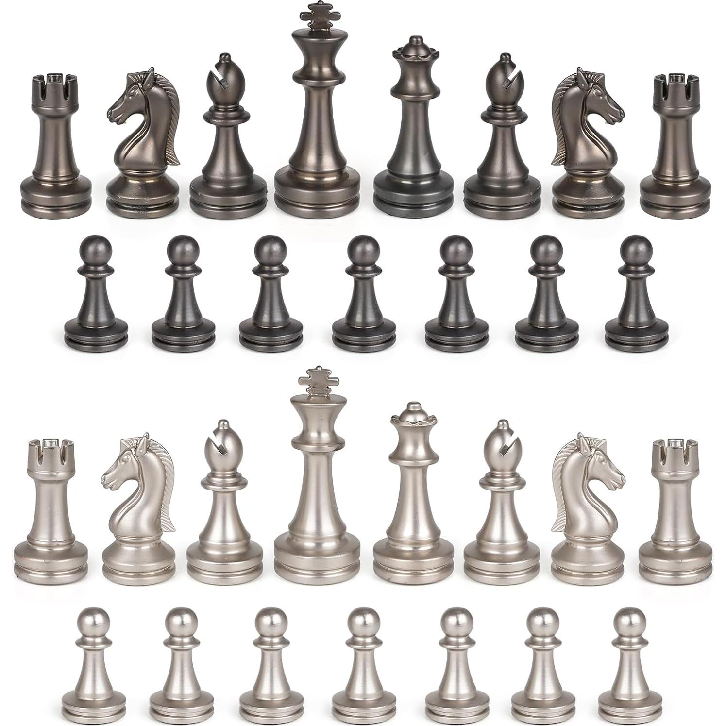 Juego de Ajedrez de Metal XAOHAO - Tablero de Cuero 30.48 cm