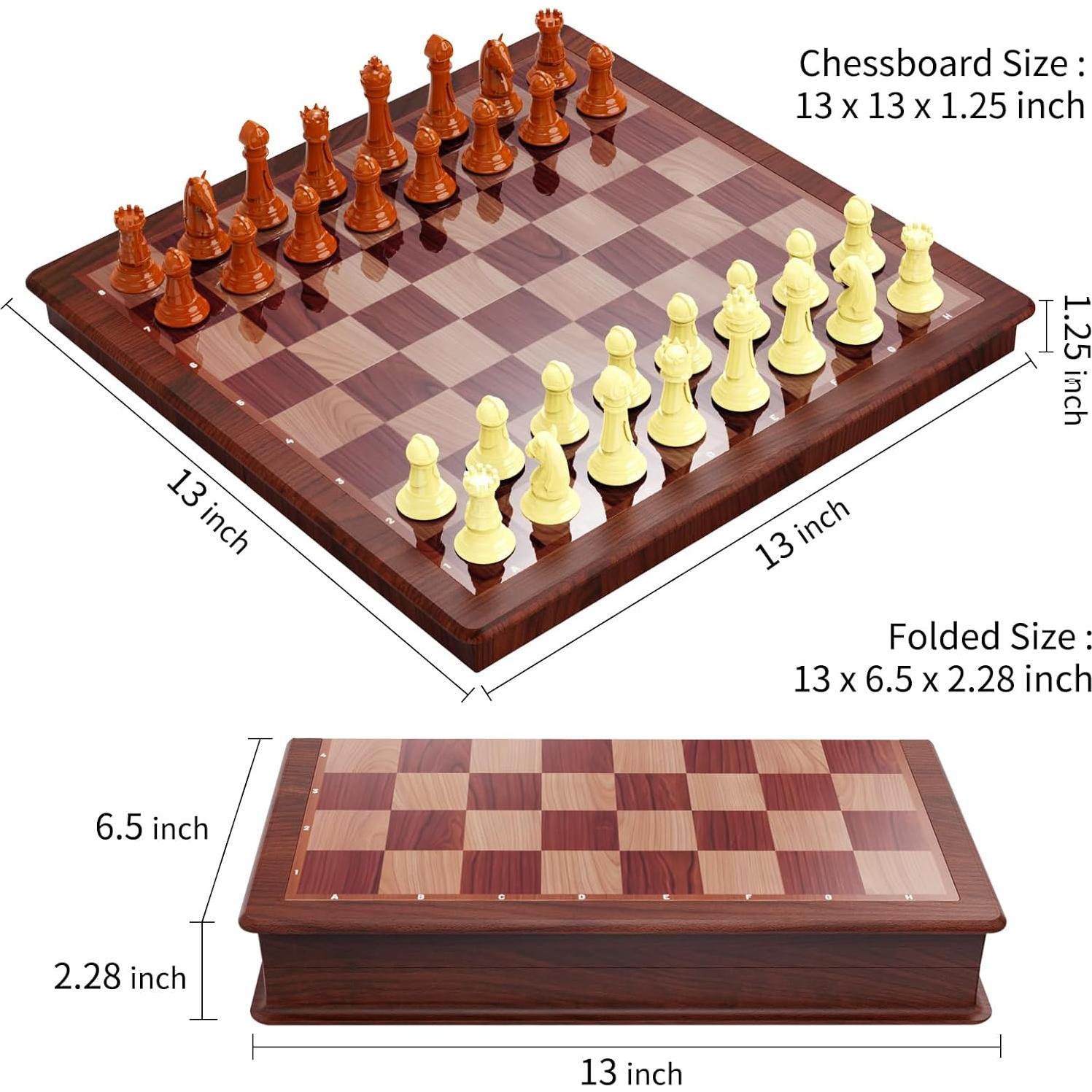 Juego de Ajedrez y Damas Magnético HONGTUO 33 cm Plegable