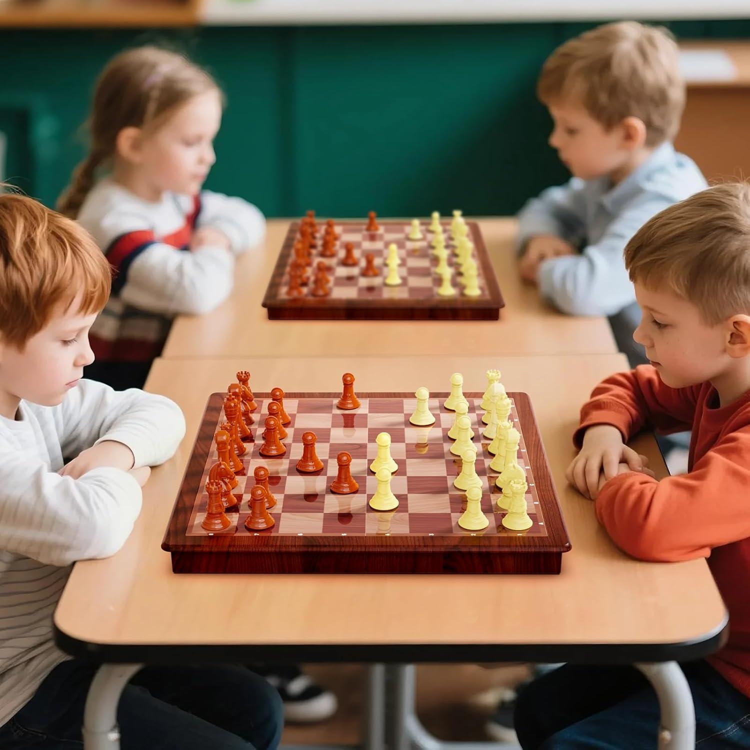 Juego de Ajedrez y Damas Magnético HONGTUO 33 cm Plegable