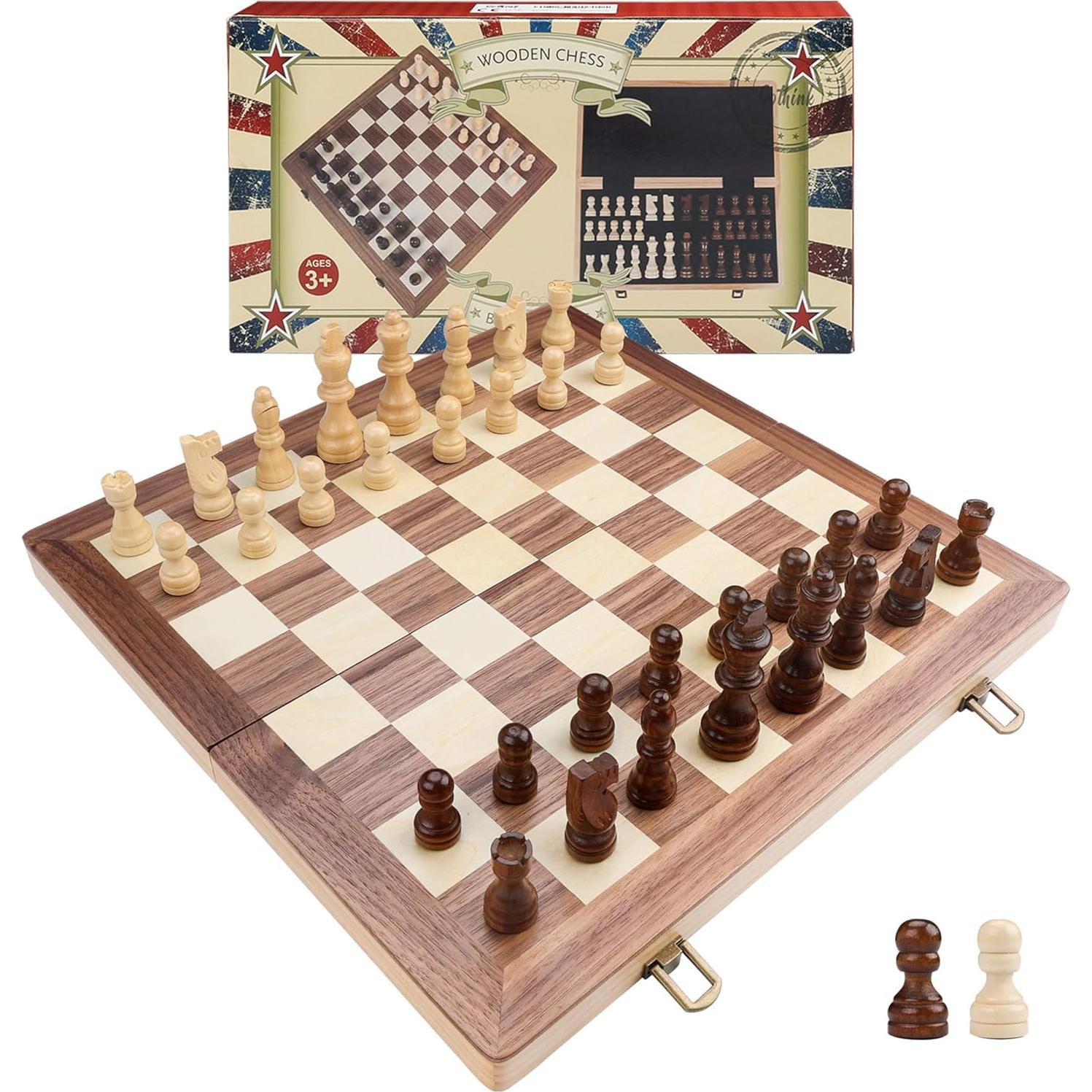 Juego de Ajedrez Gothink de Madera 38.1 cm con 2 Peones Extra