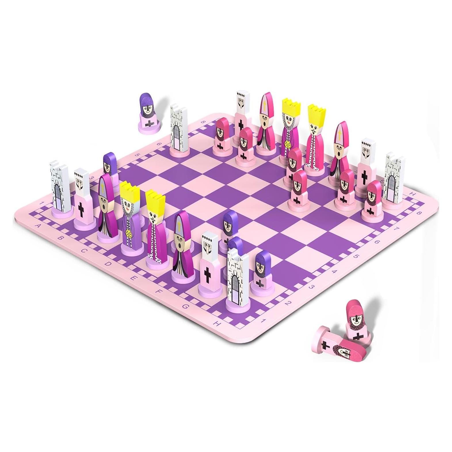 Juego de Ajedrez JORMONY Rosa 30 cm para Niños Educativo