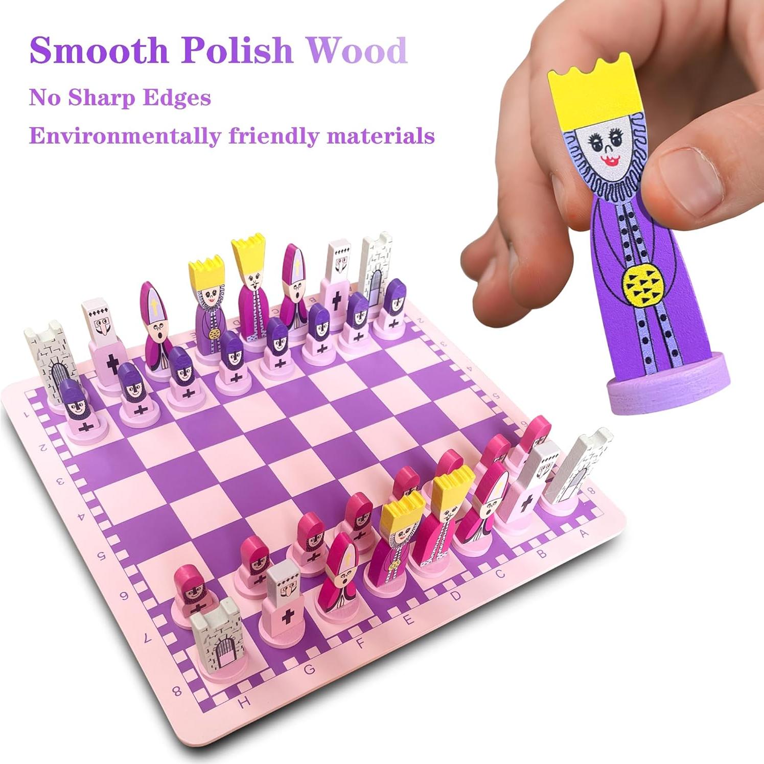 Juego de Ajedrez JORMONY Rosa 30 cm para Niños Educativo