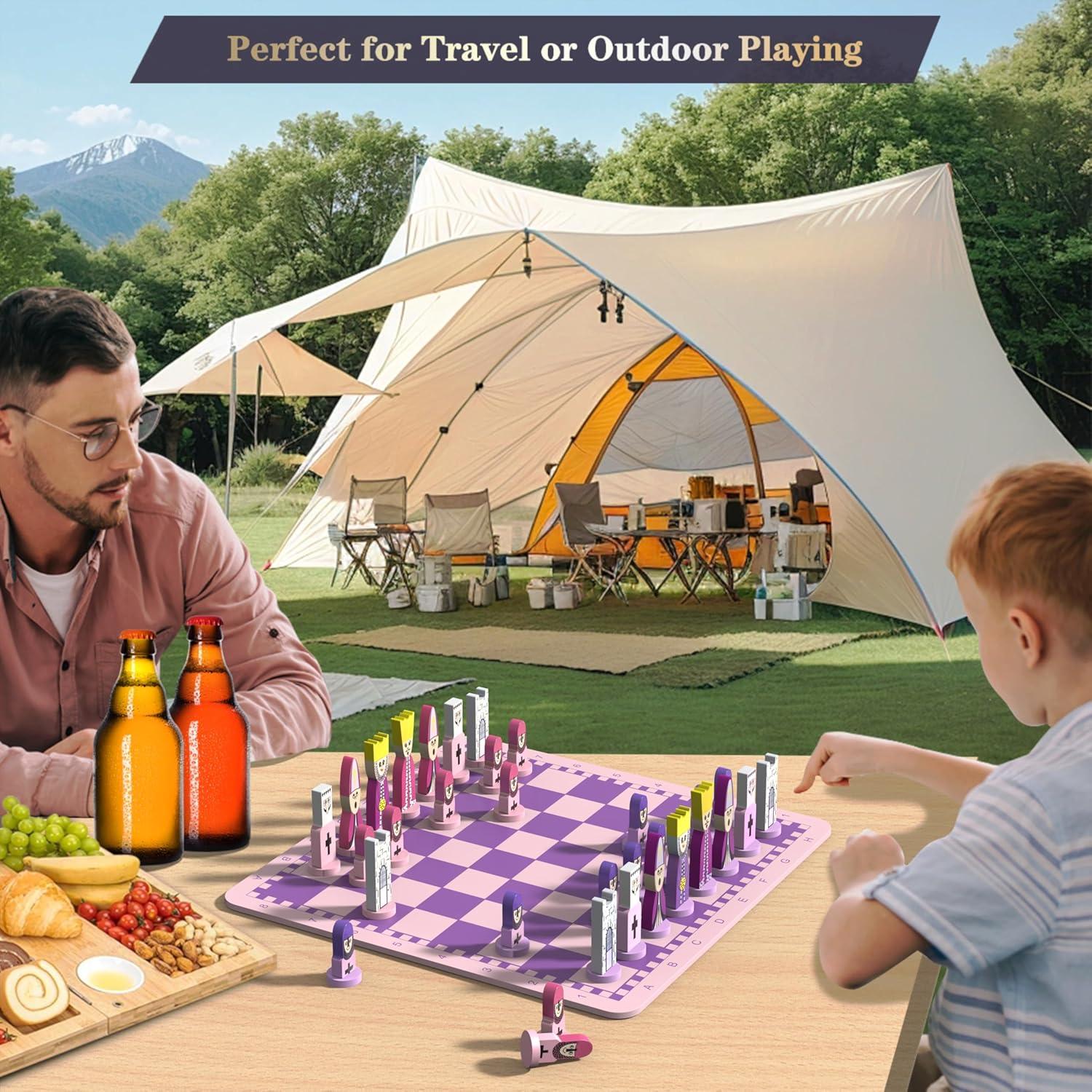 Juego de Ajedrez JORMONY Rosa 30 cm para Niños Educativo