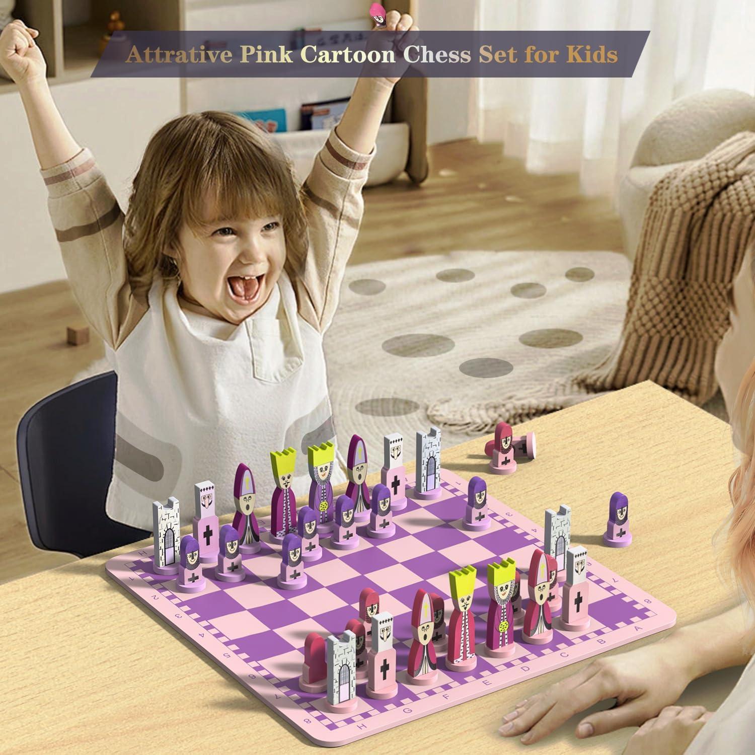 Juego de Ajedrez JORMONY Rosa 30 cm para Niños Educativo