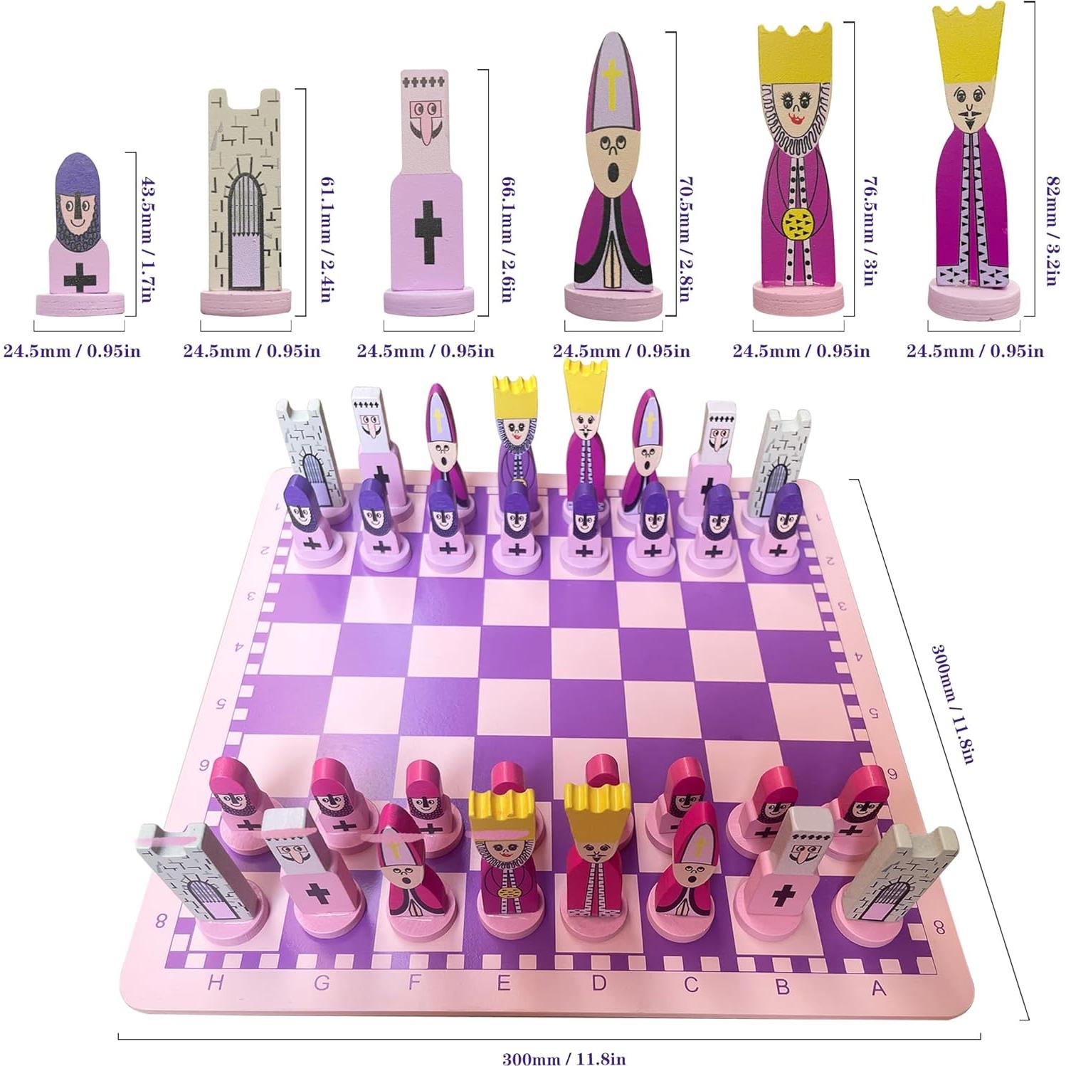 Juego de Ajedrez JORMONY Rosa 30 cm para Niños Educativo