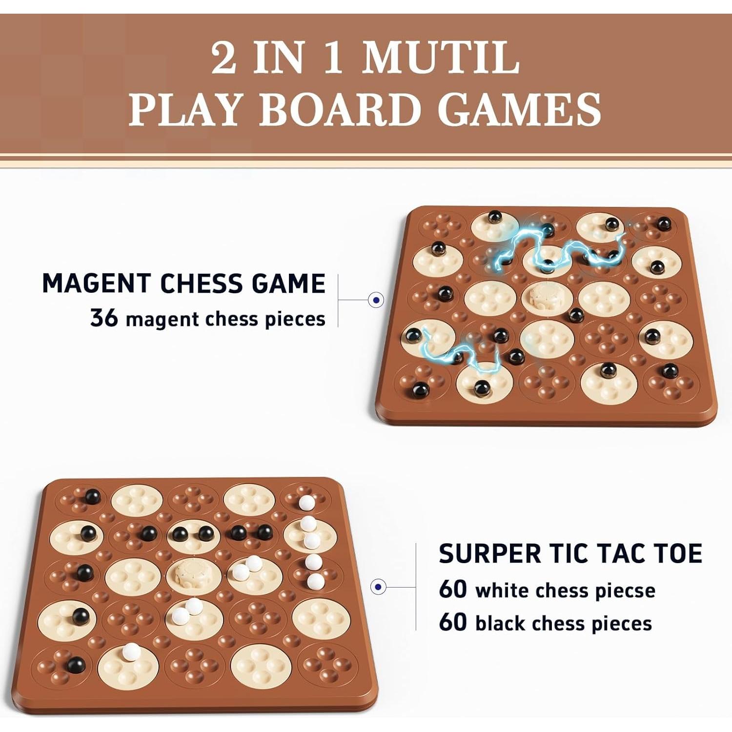 Juego de Ajedrez Magnético Hcusus 36 Piezas 2 en 1 para Niños y Adultos