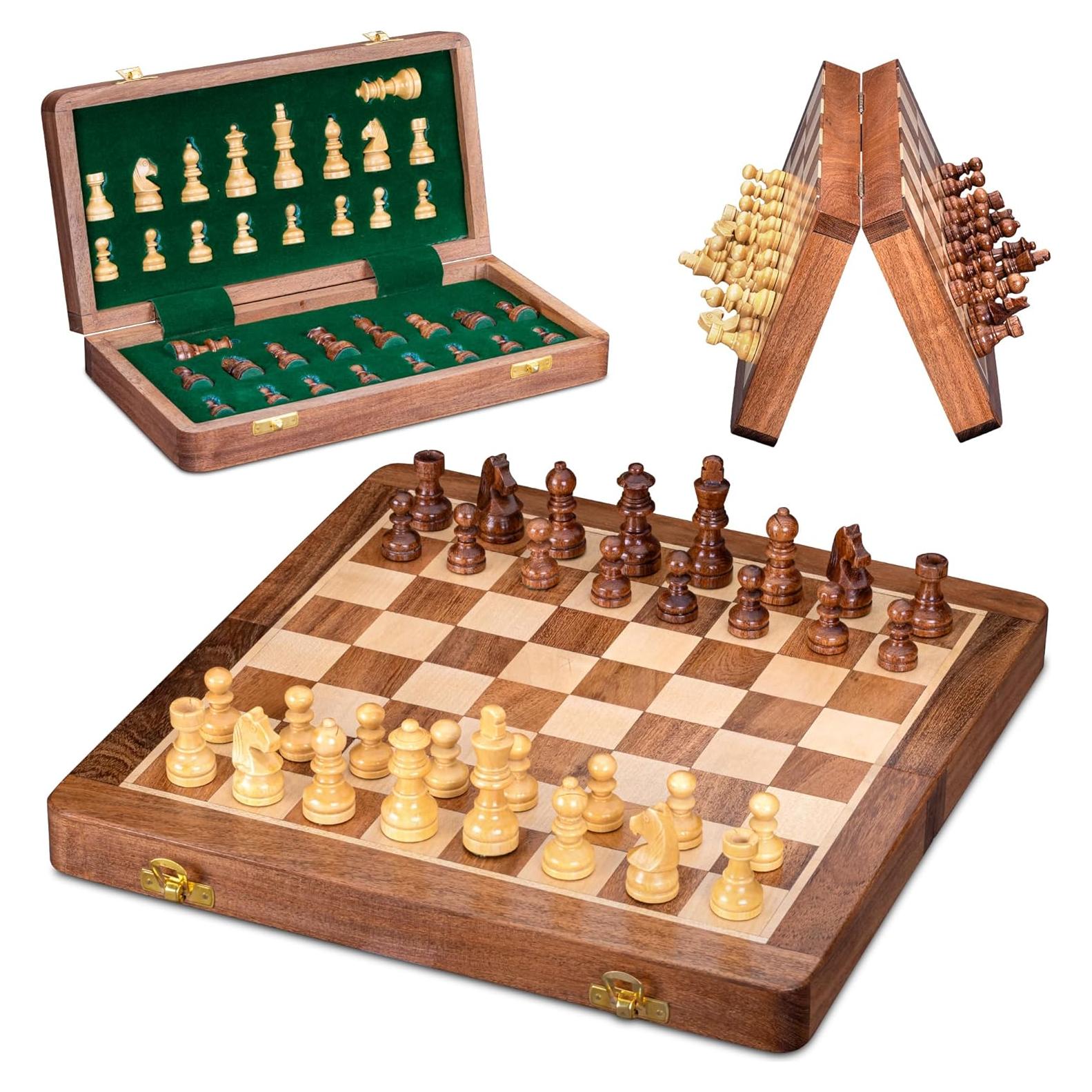 Juego de Ajedrez Magnético de Madera INTAJ 30 cm Plegable