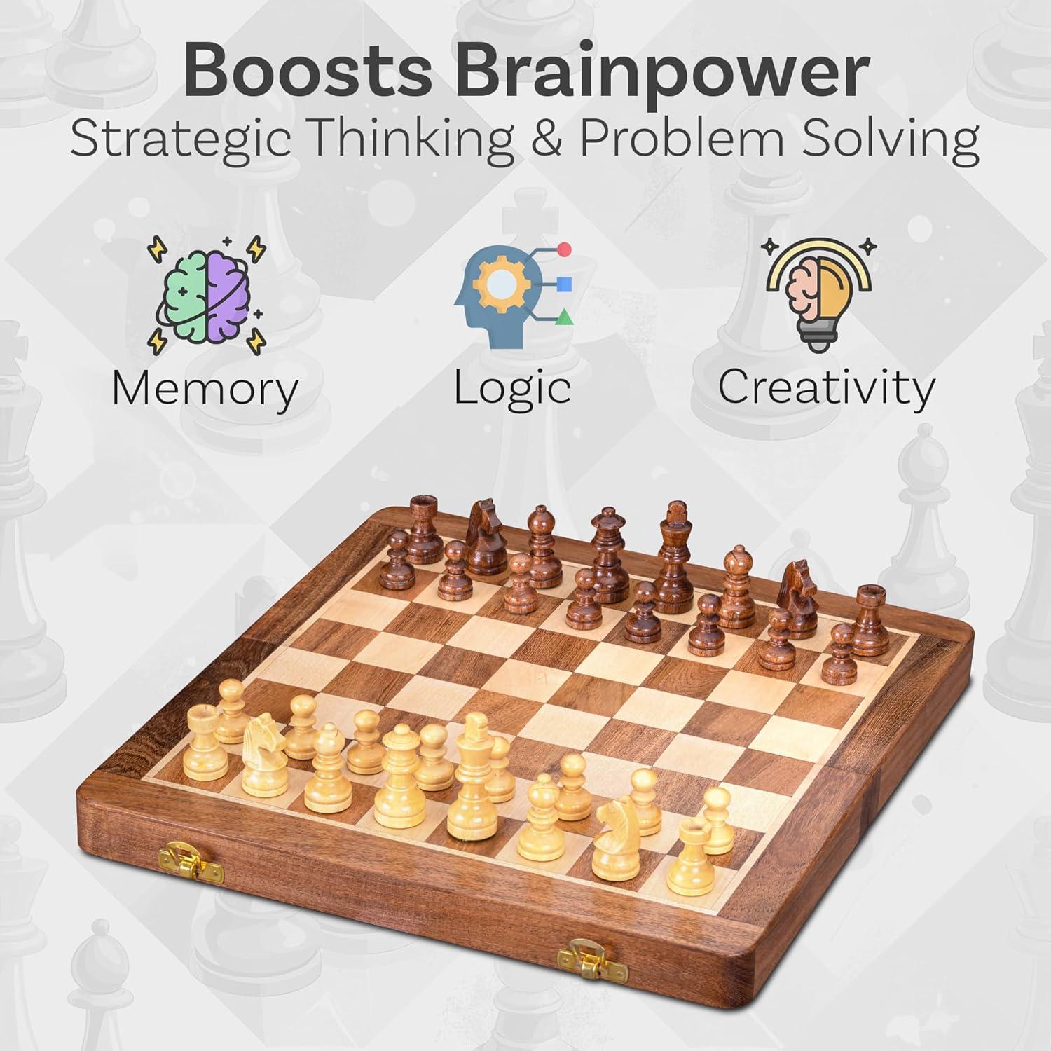 Juego de Ajedrez Magnético de Madera INTAJ 30 cm Plegable