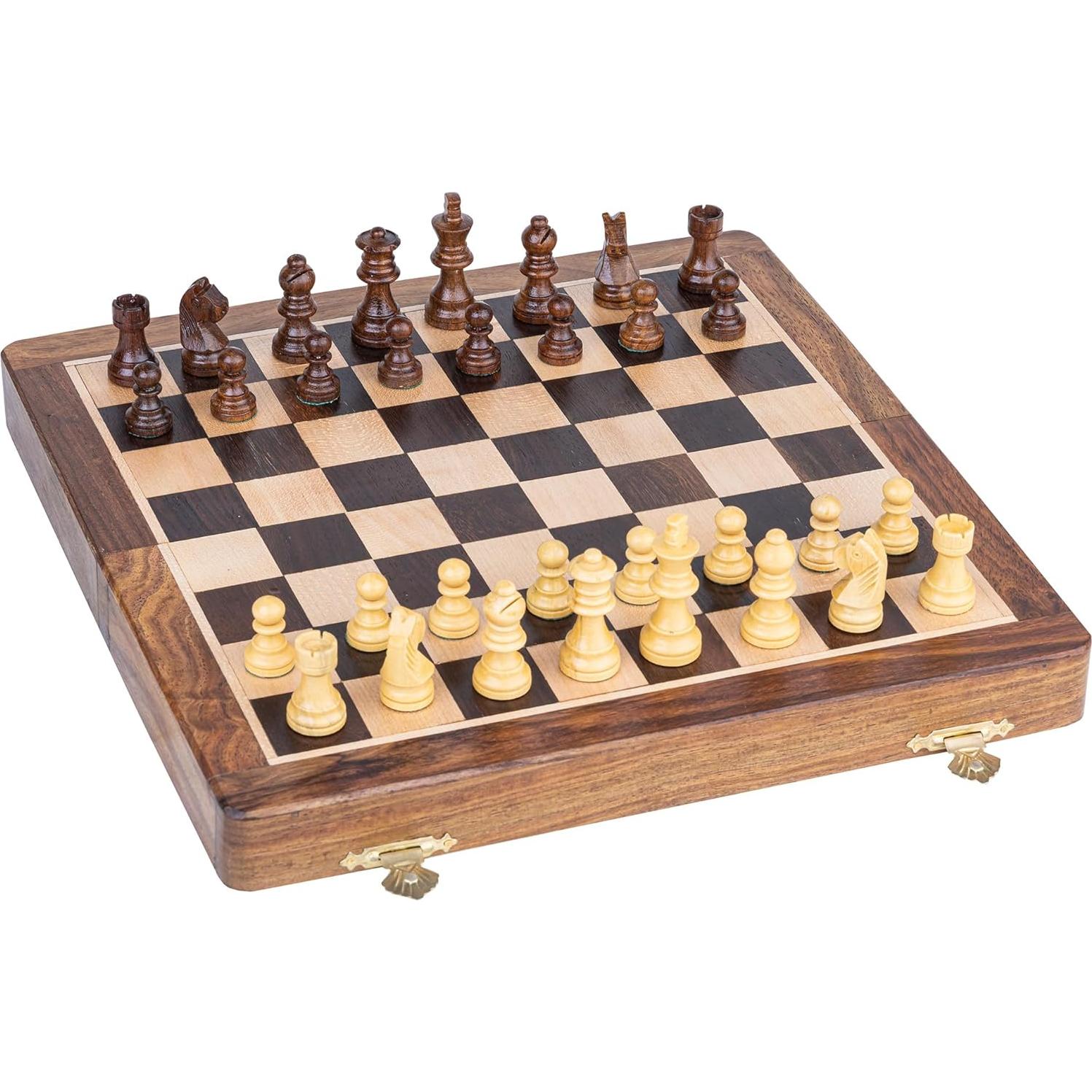 Juego de Ajedrez Magnético de Madera INTAJ 30 cm Plegable