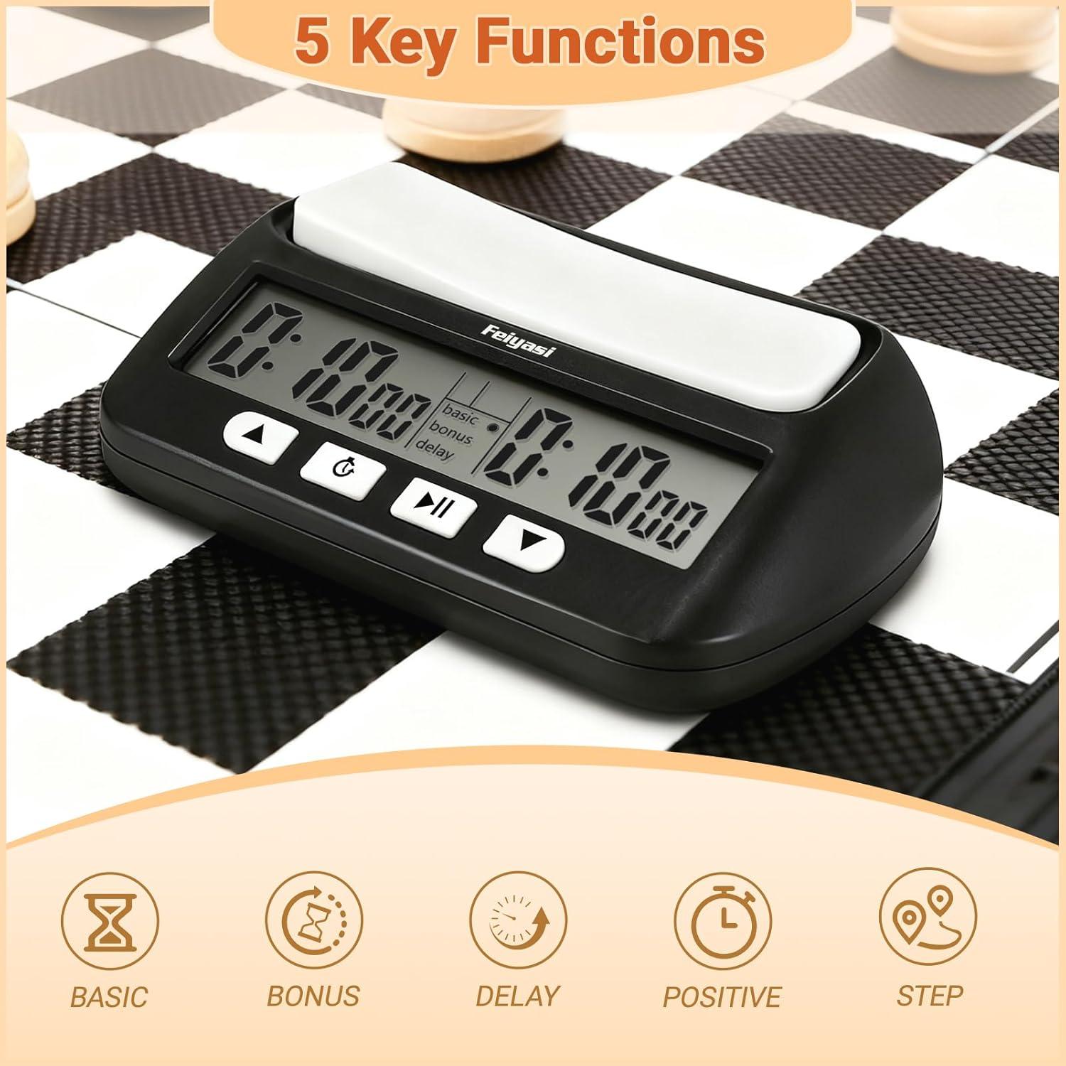 Temporizador Digital de Ajedrez Feiyasi con 4 Modos y Pilas AA