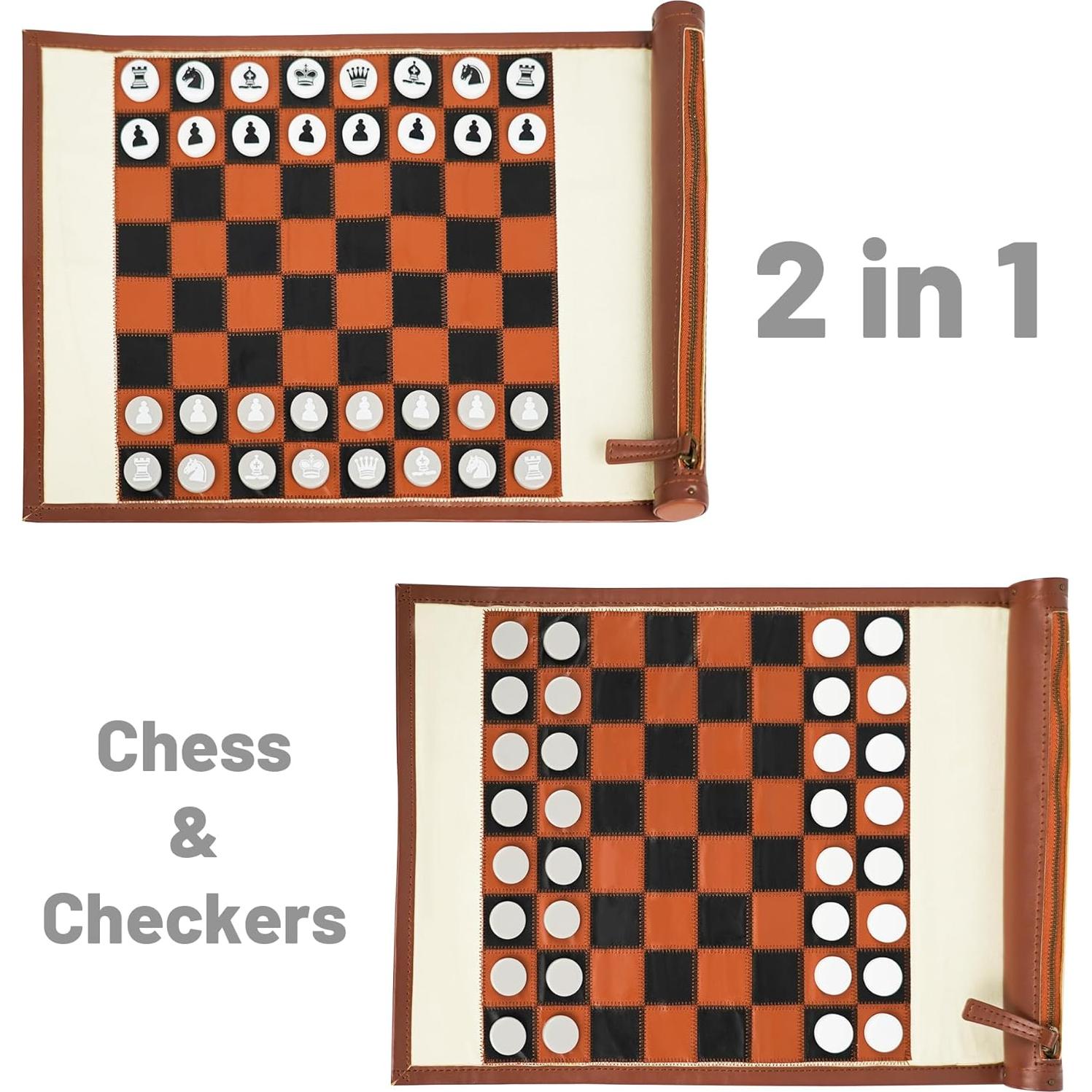 Juego de Ajedrez y Damas YOBRO 2 en 1 Plegable Viaje