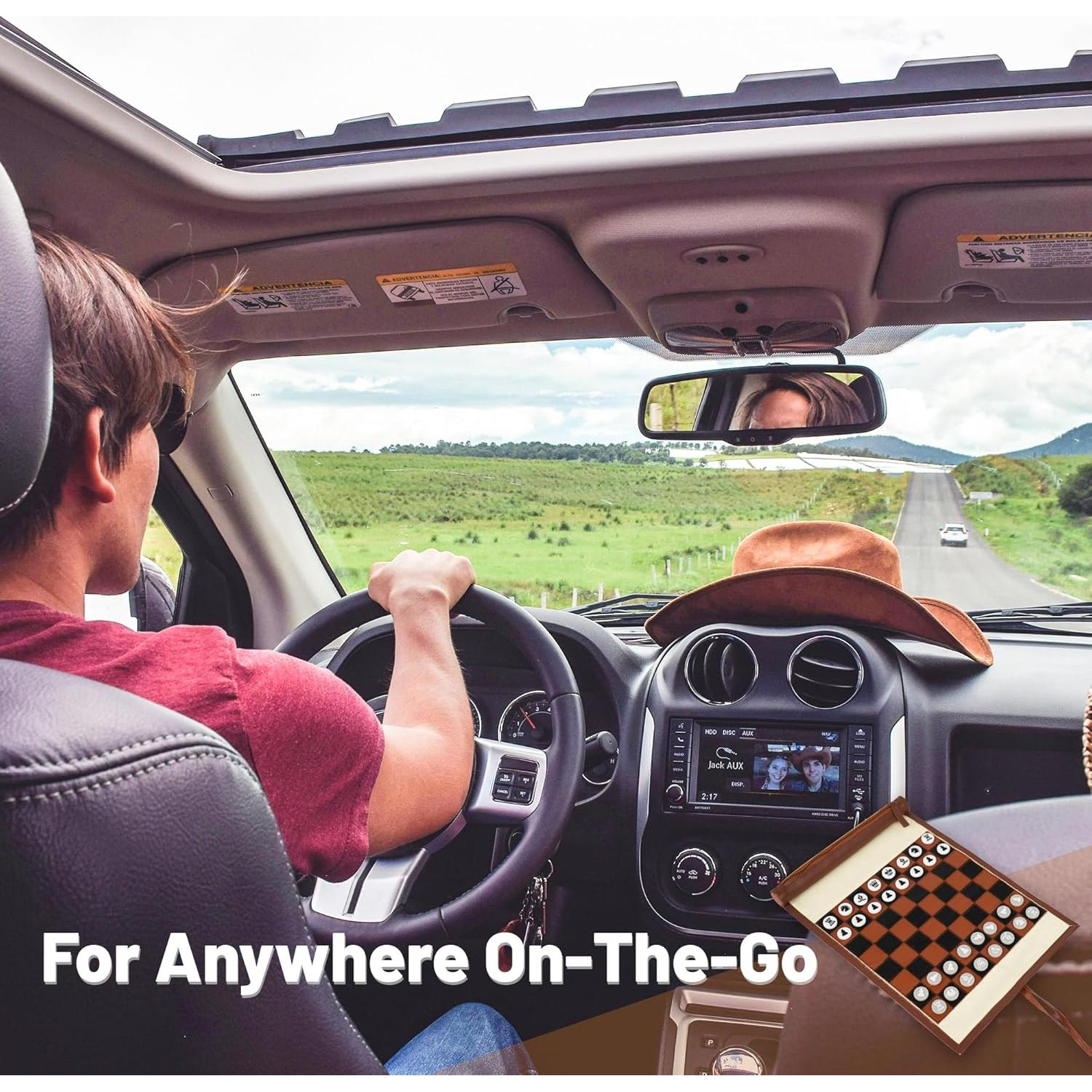 Juego de Ajedrez y Damas YOBRO 2 en 1 Plegable Viaje