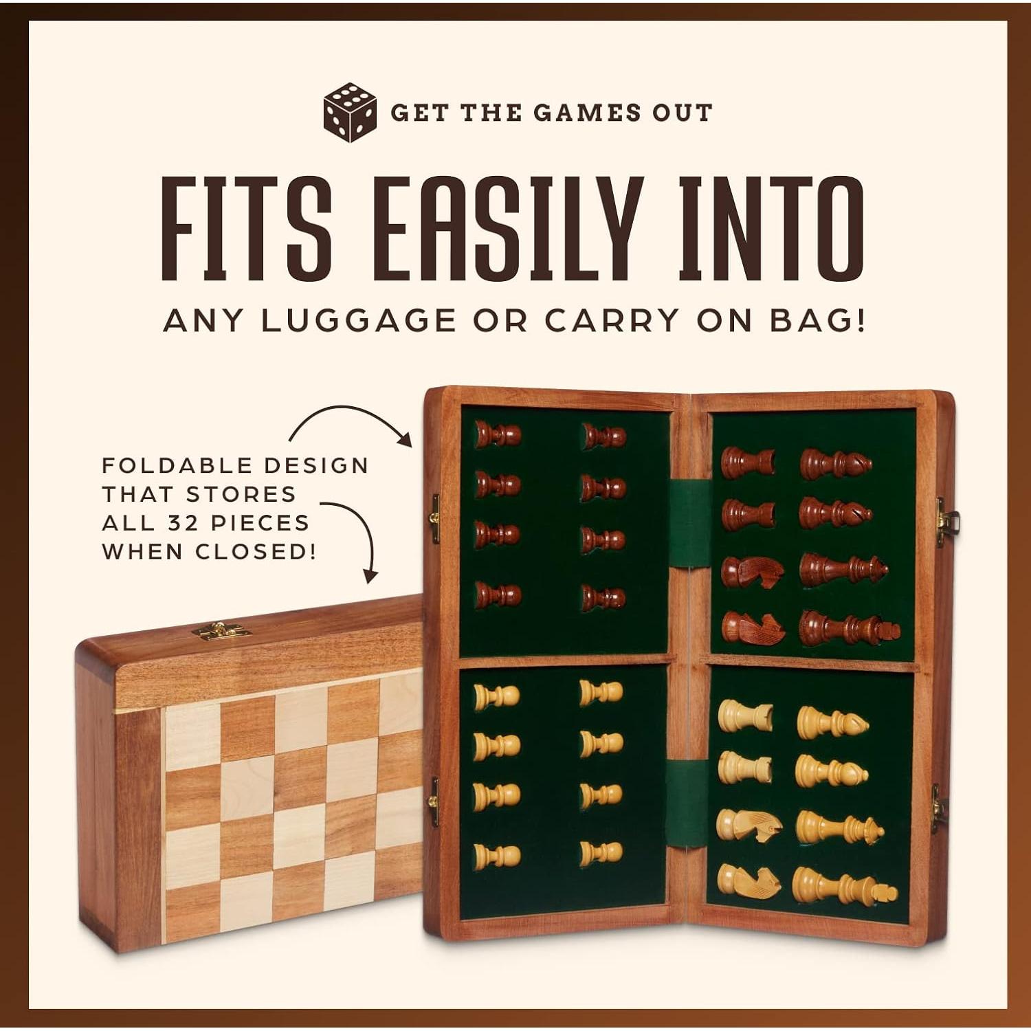 Juego de Ajedrez de Viaje Get The Games Out | Piezas Magnéticas