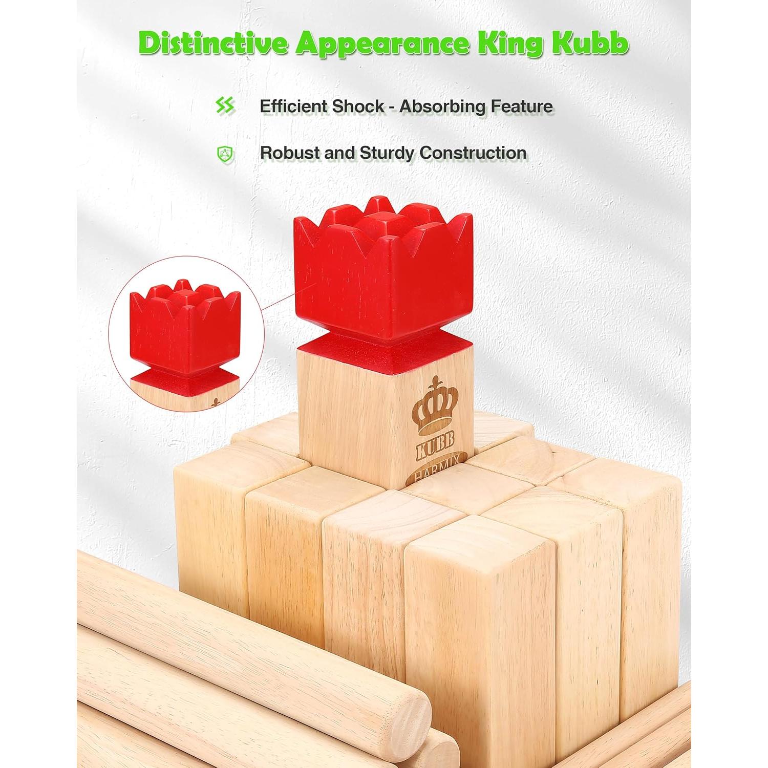 Juego de Jardín Kubb Harmix Madera Caucho 6kg para 2-12 Jugadores