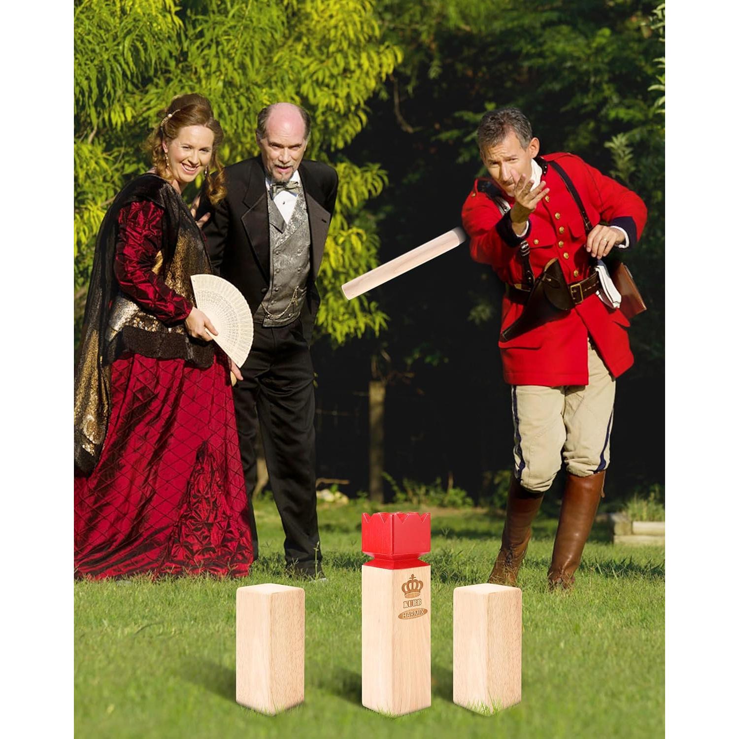 Juego de Jardín Kubb Harmix Madera Caucho 6kg para 2-12 Jugadores