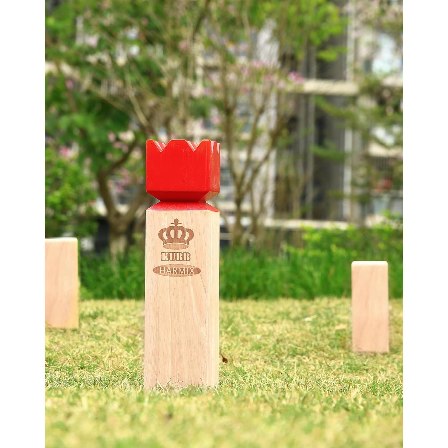 Juego de Jardín Kubb Harmix Madera Caucho 6kg para 2-12 Jugadores