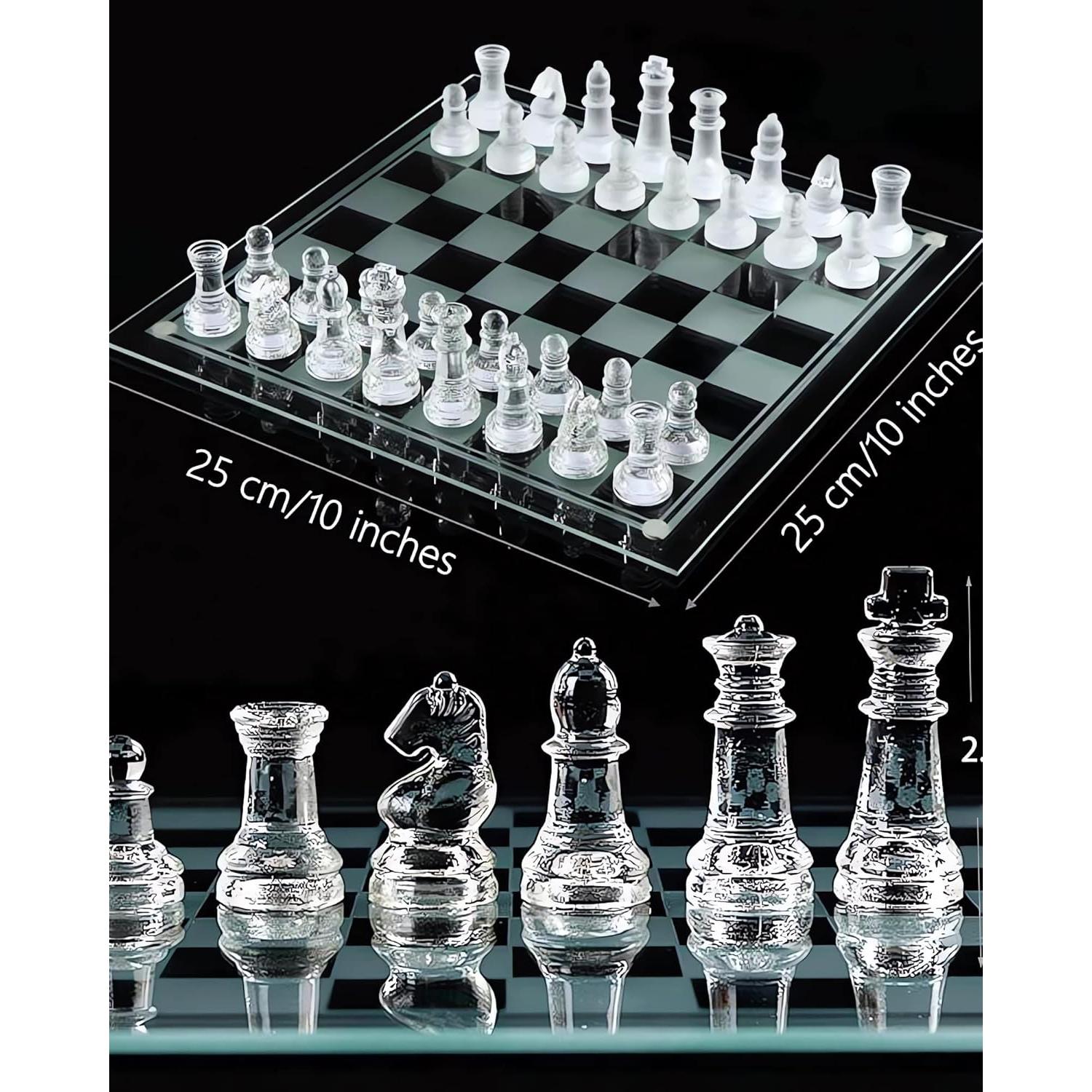 Juego de Ajedrez de Vidrio Ziphia 25.4 cm Elegante Premium