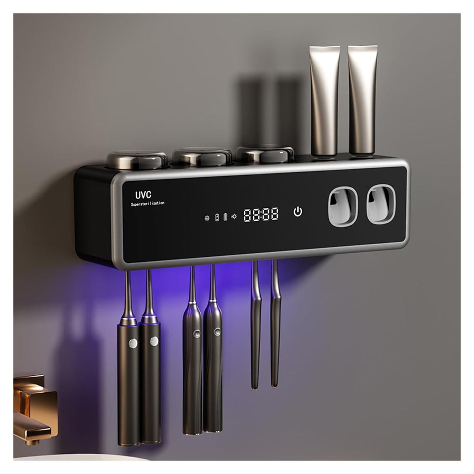 Soporte de Cepillo de Dientes Wekity Negro con Dispensador Automático