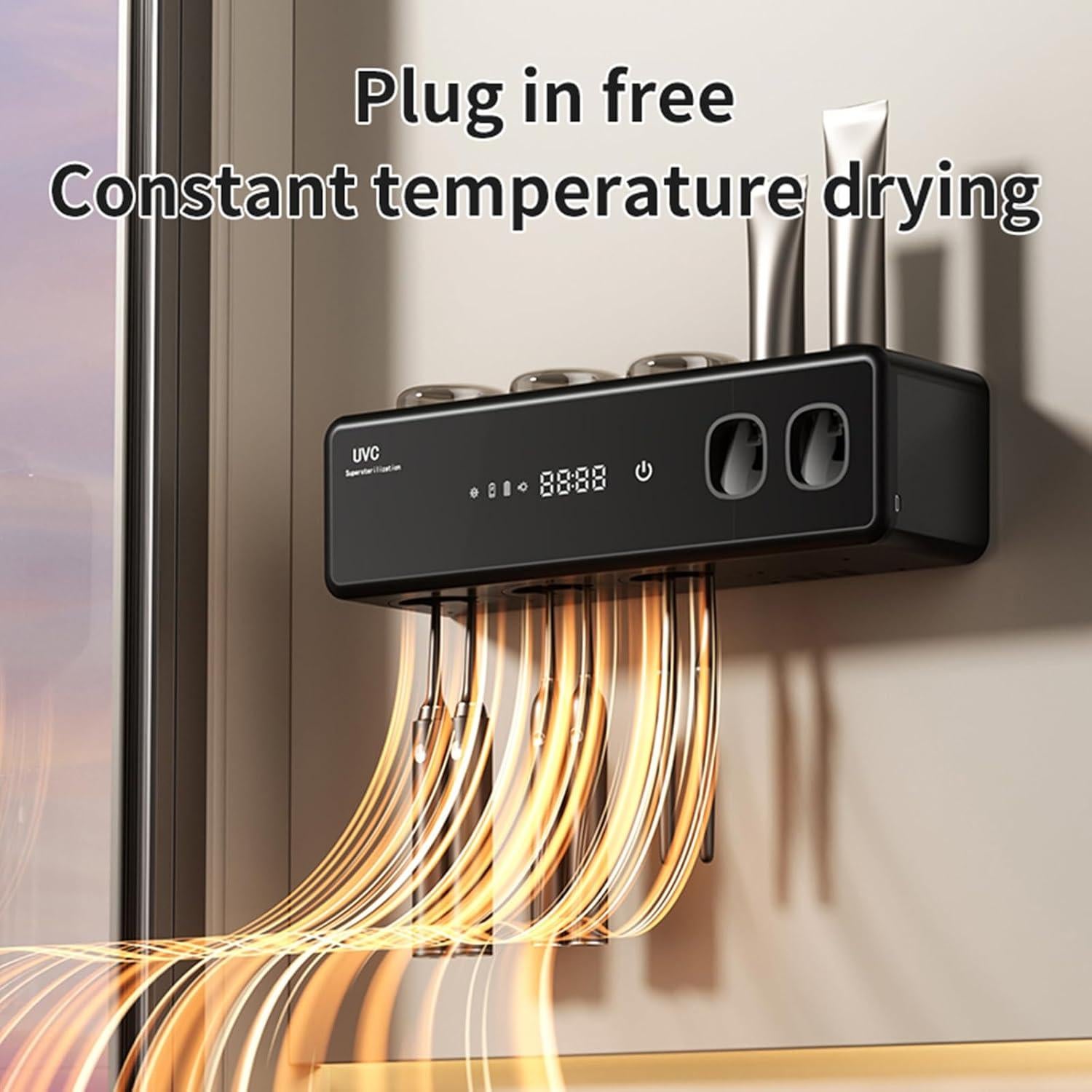 Soporte de Cepillo de Dientes Wekity Negro con Dispensador Automático