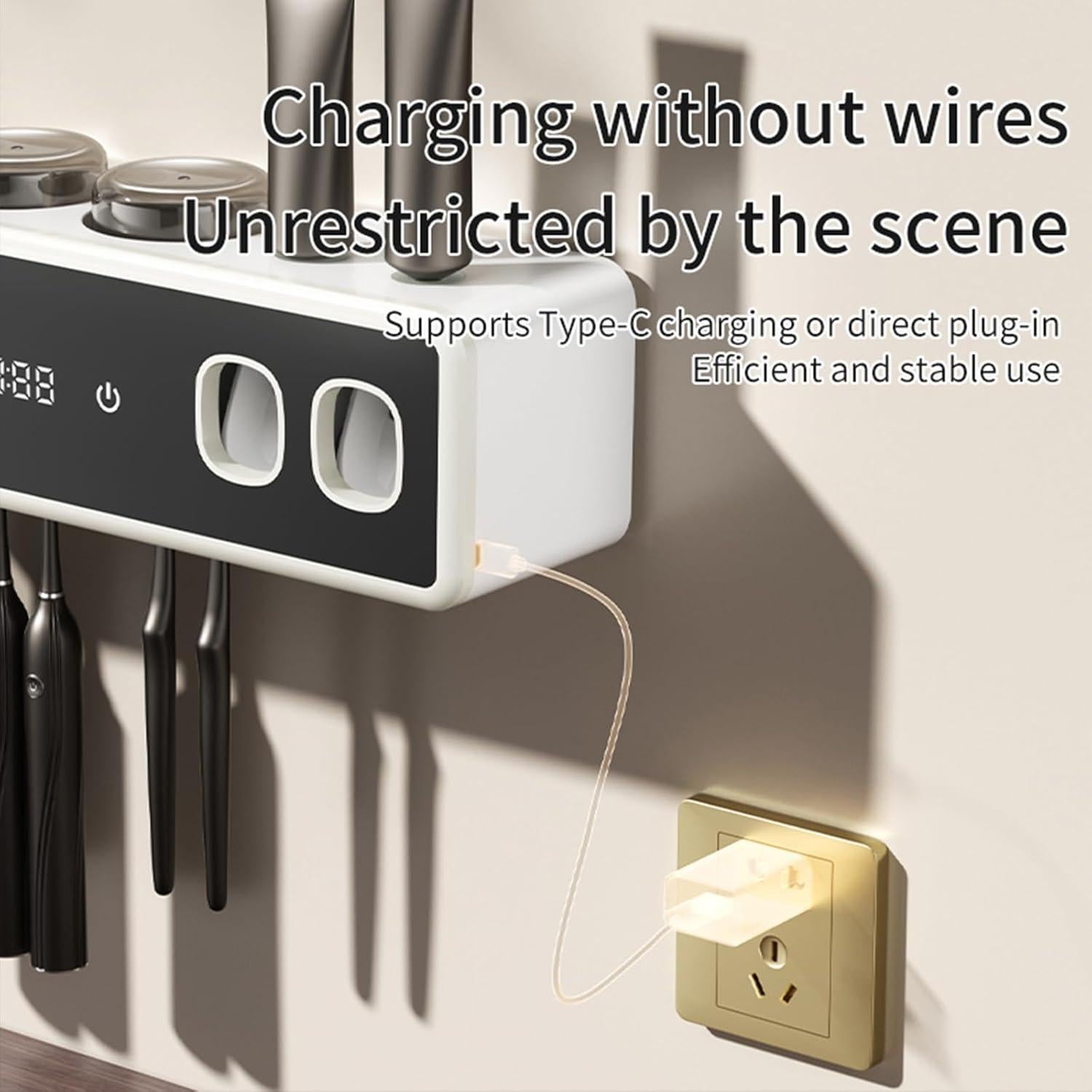 Soporte de Cepillo de Dientes Wekity Negro con Dispensador Automático