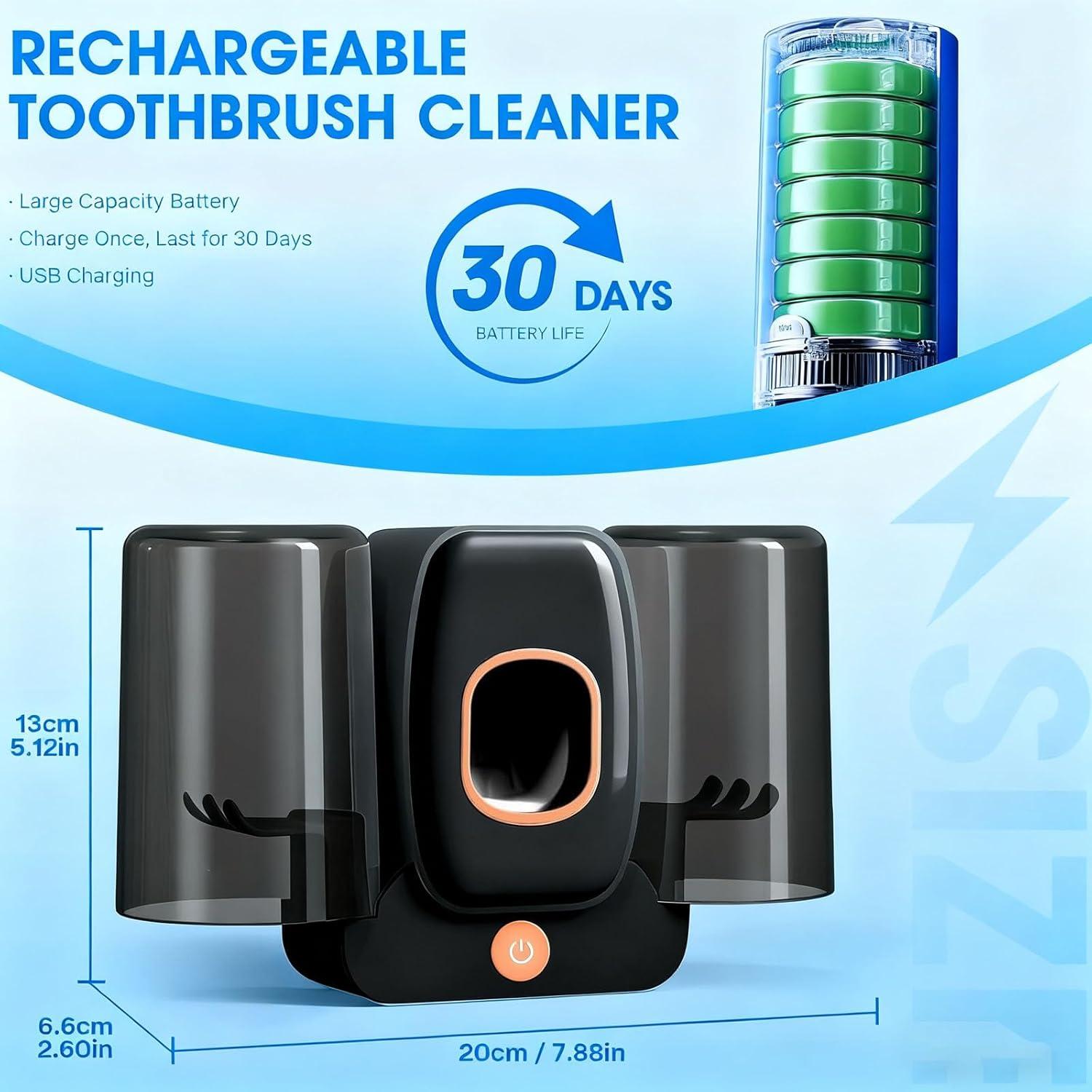 Soporte de Cepillo de Dientes ALLGLAM Negro con Dispensador Automático