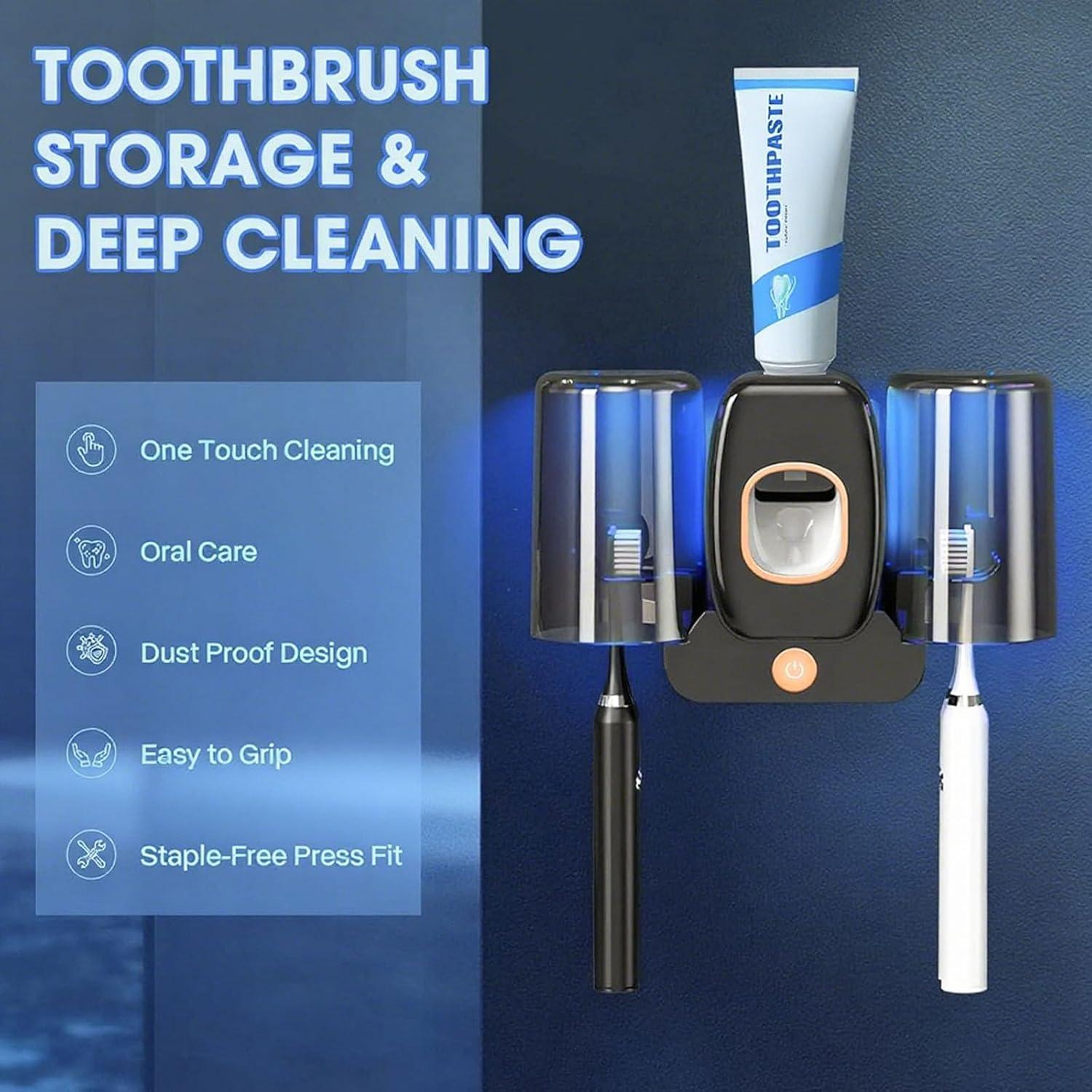 Soporte de Cepillo de Dientes ALLGLAM Negro con Dispensador Automático