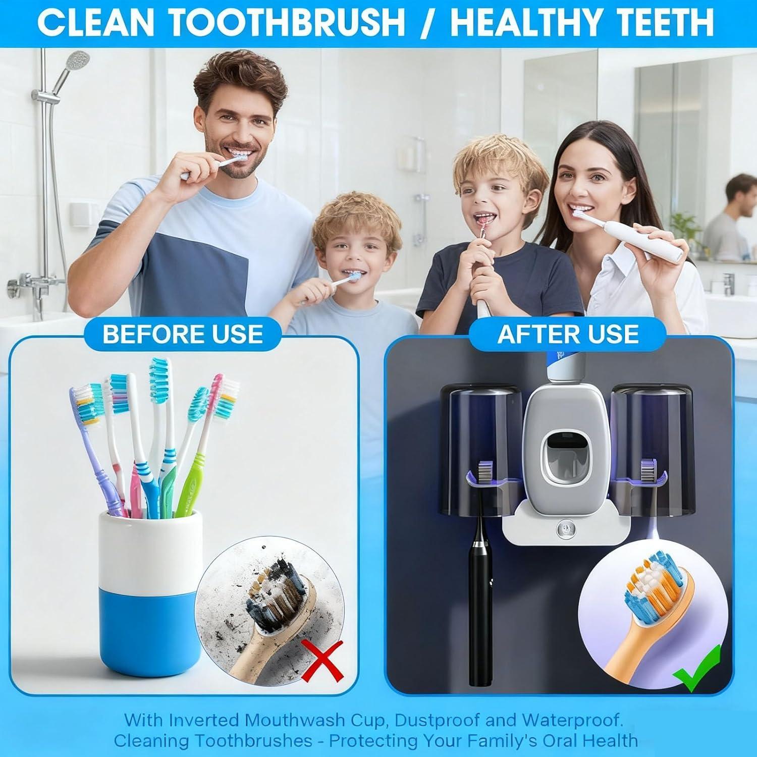 Soporte de Cepillo de Dientes ALLGLAM Negro con Dispensador Automático