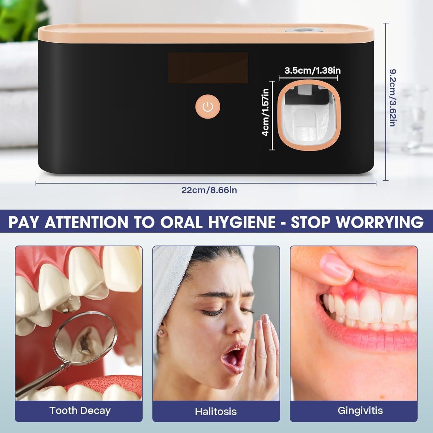 Soporte Esterilizador Cepillos de Dientes Recargable Negro