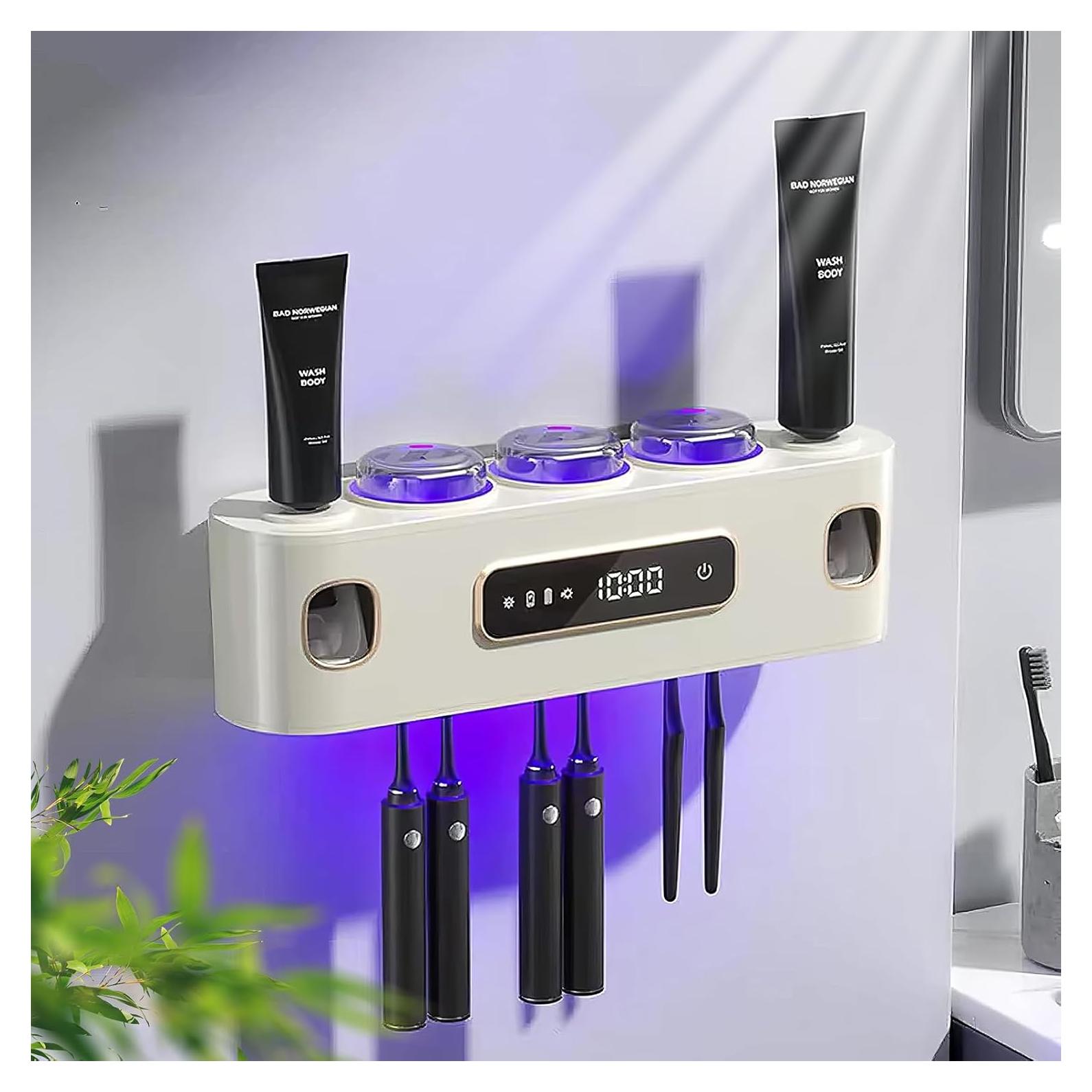 Soporte de Cepillos de Dientes Wrewing con Dispensadores y Limpieza