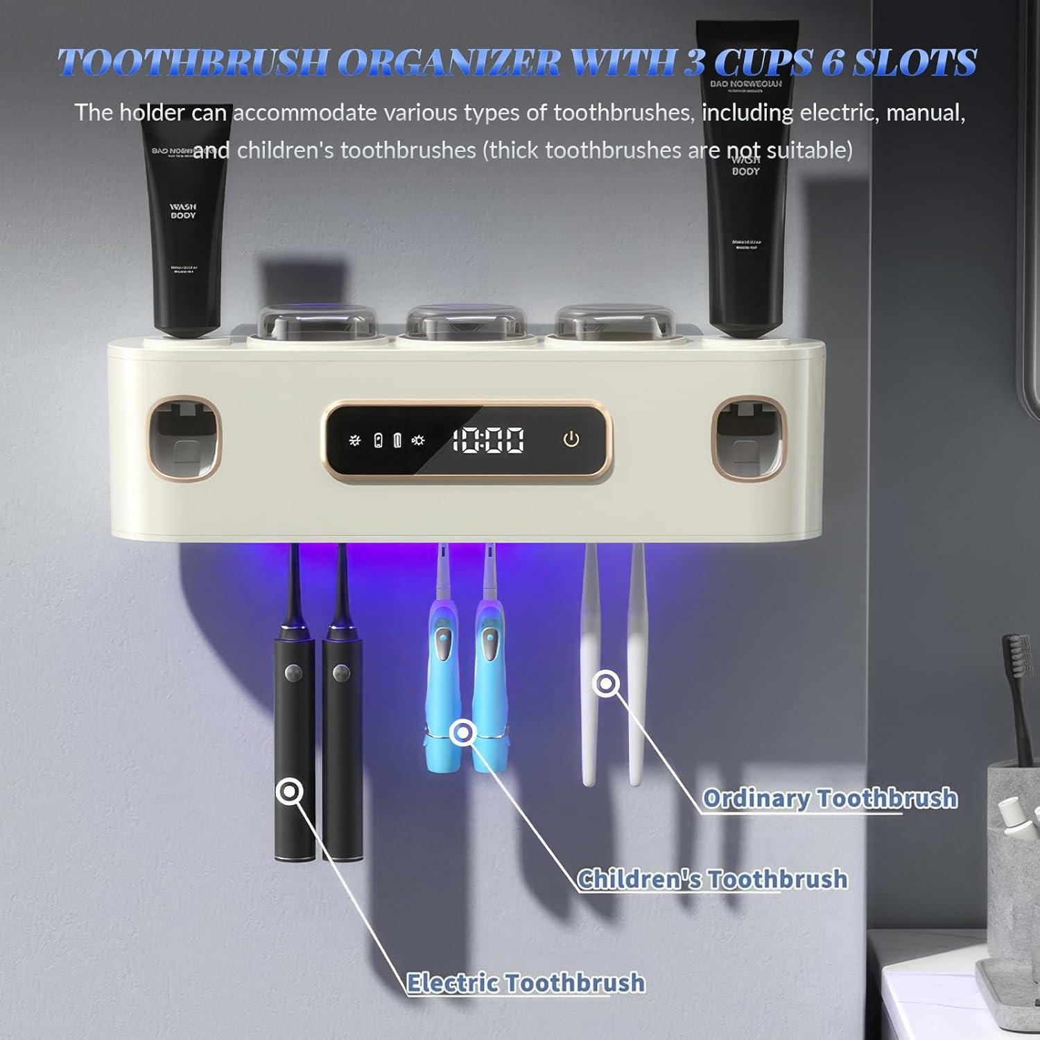 Soporte de Cepillos de Dientes Wrewing con Dispensadores y Limpieza