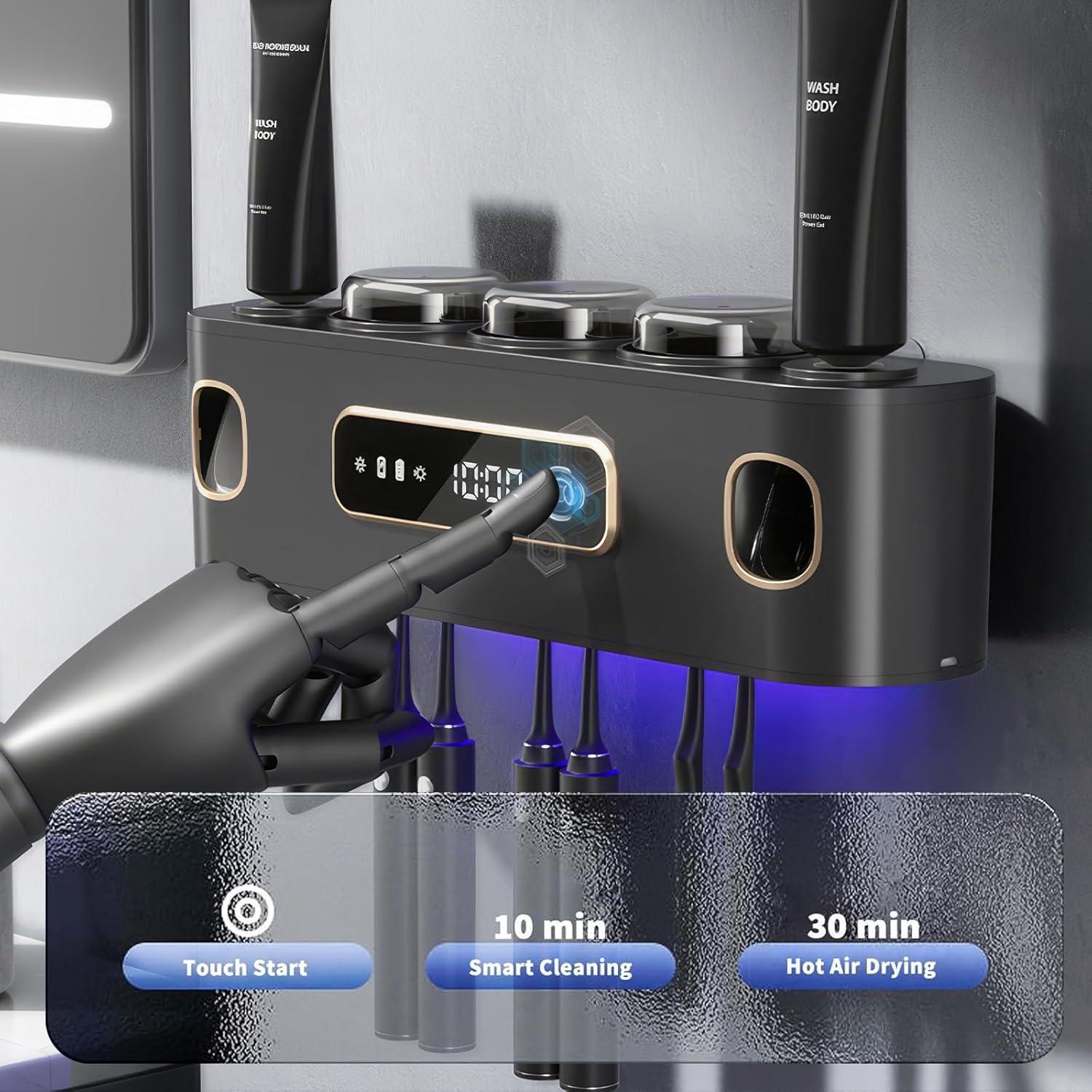 Soporte de Cepillos de Dientes Wrewing con Dispensadores y Limpieza