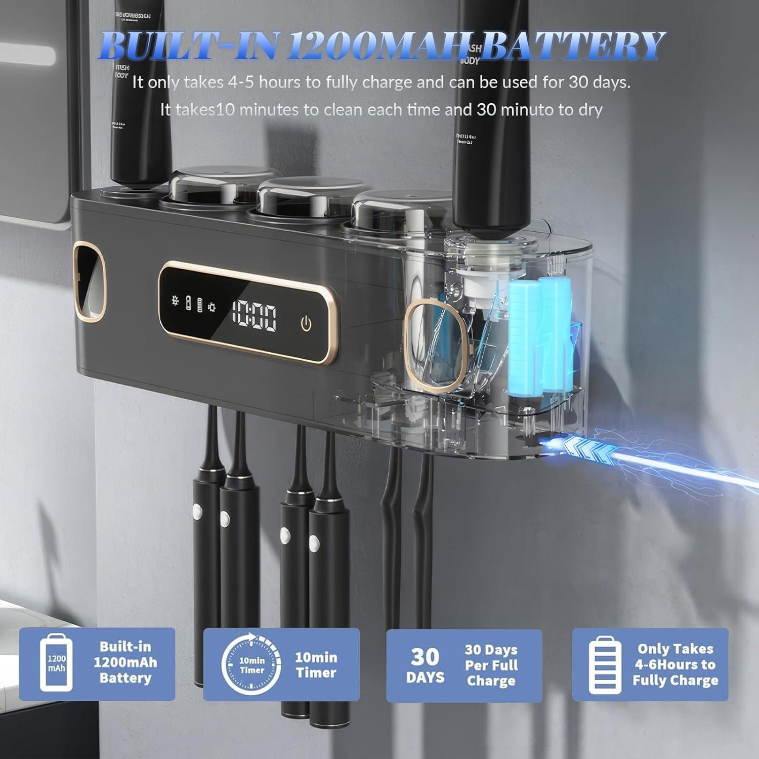 Soporte de Cepillos de Dientes Wrewing con Dispensadores y Limpieza