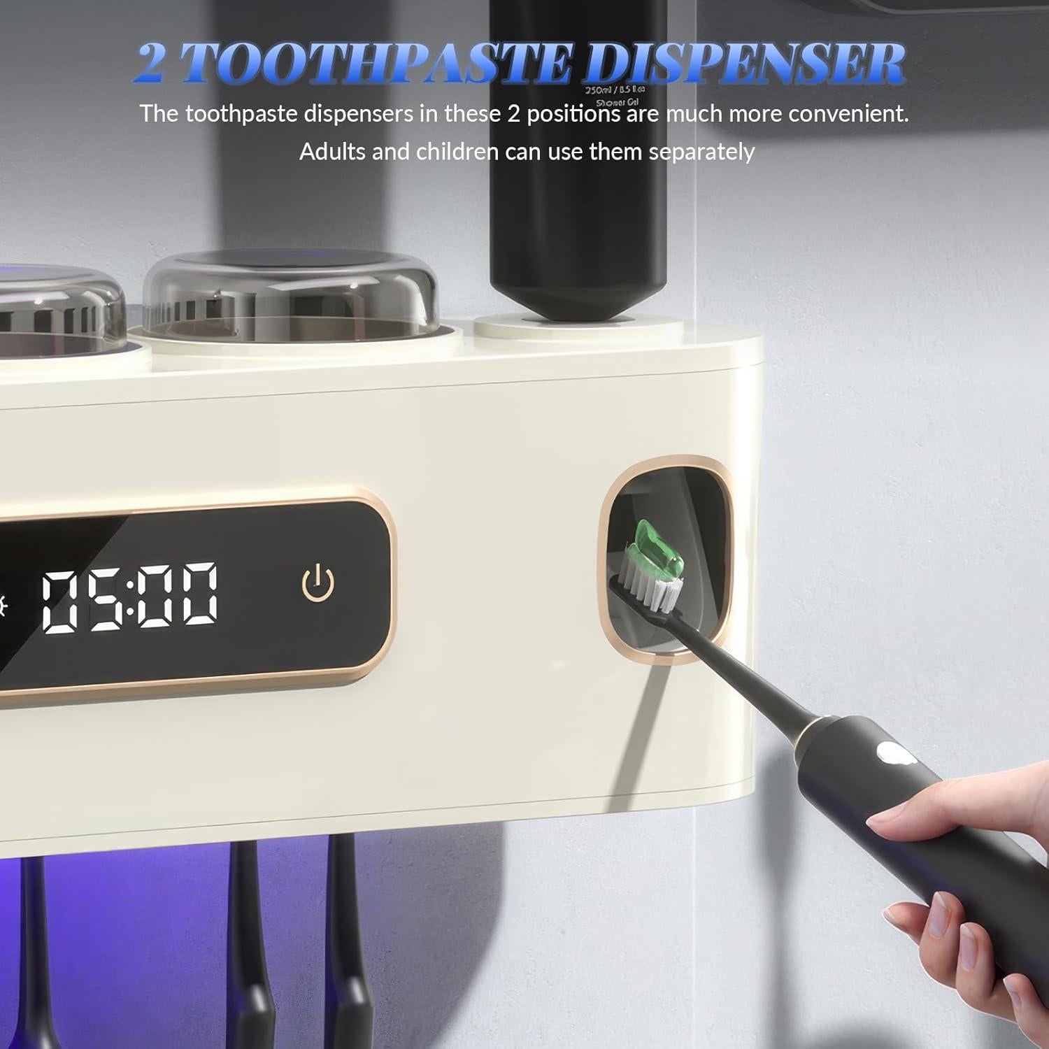 Soporte de Cepillos de Dientes Wrewing con Dispensadores y Limpieza