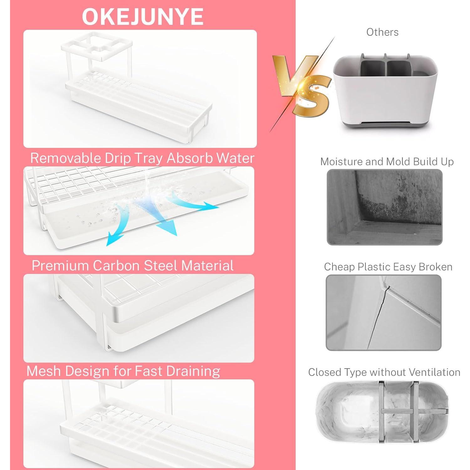 Soporte para Cepillos de Dientes OKEJUNYE Blanco Acero Inoxidable