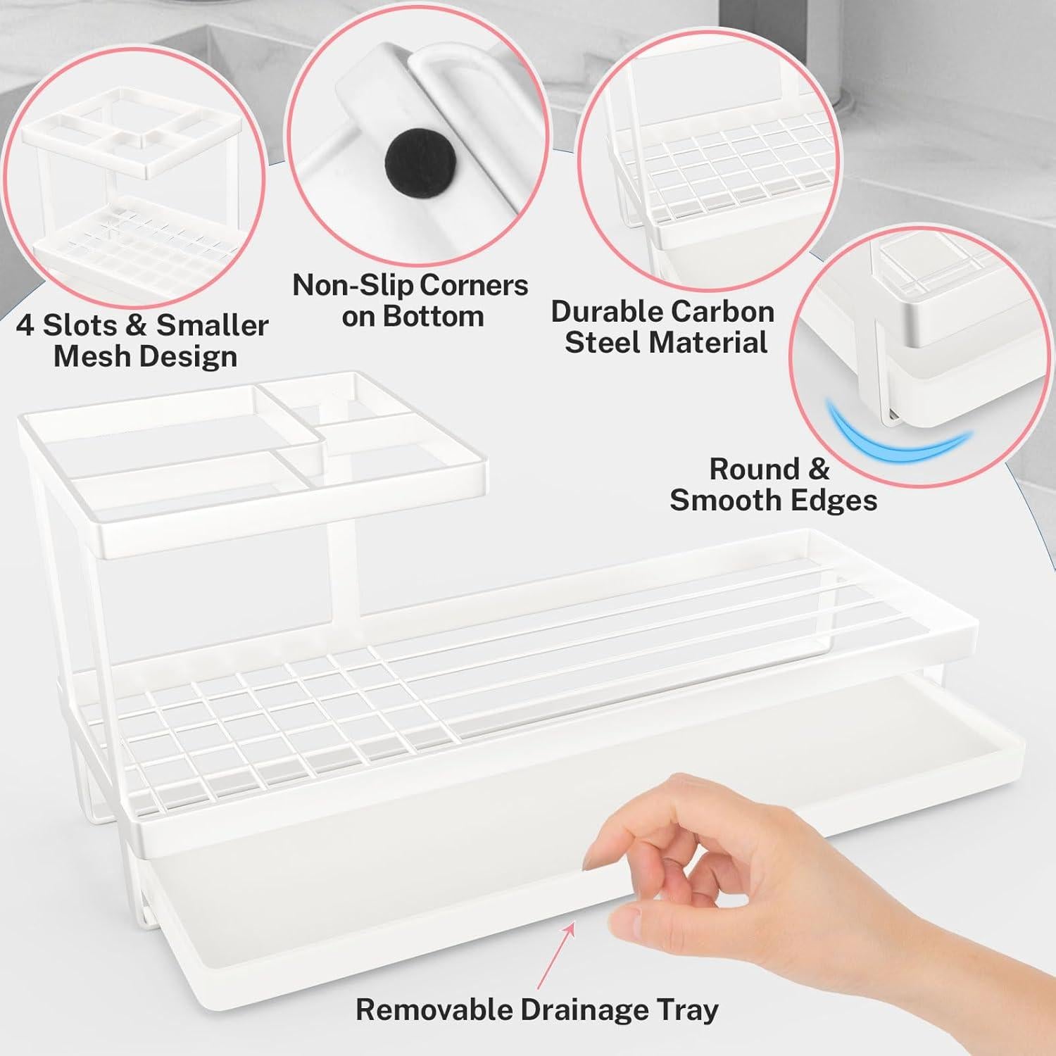 Soporte para Cepillos de Dientes OKEJUNYE Blanco Acero Inoxidable