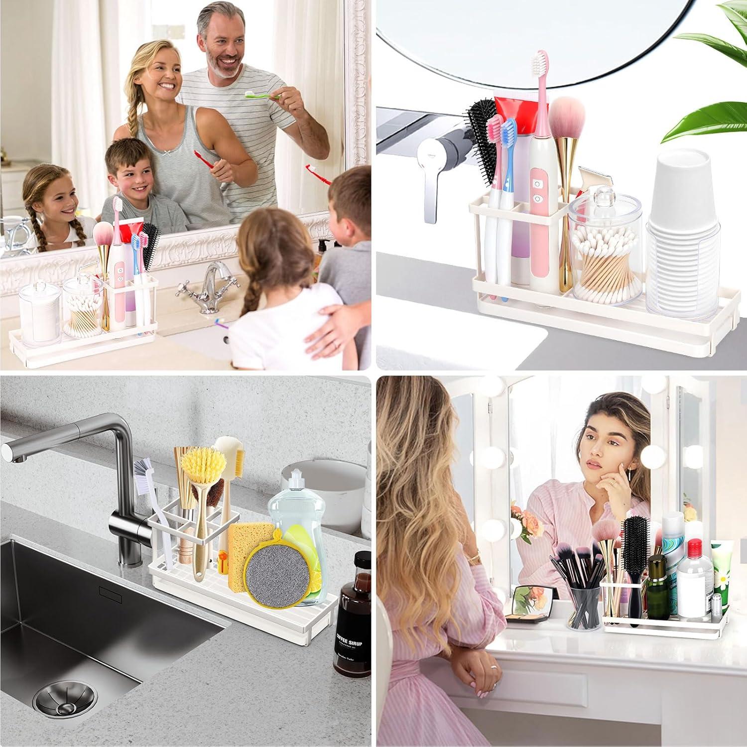 Soporte para Cepillos de Dientes OKEJUNYE Blanco Acero Inoxidable