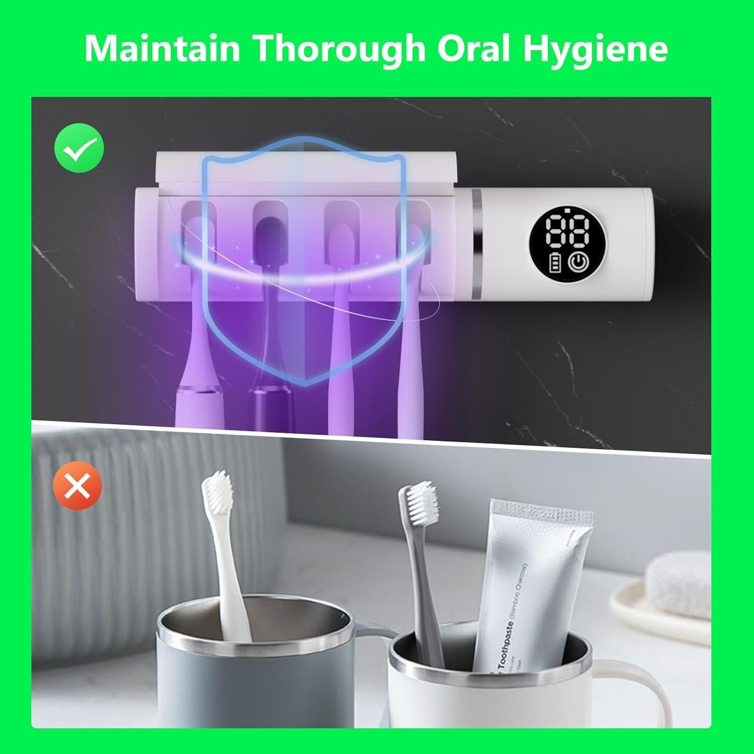 Soporte de Cepillo de Dientes Inalámbrico Lives con Temporizador - 4 Ranuras