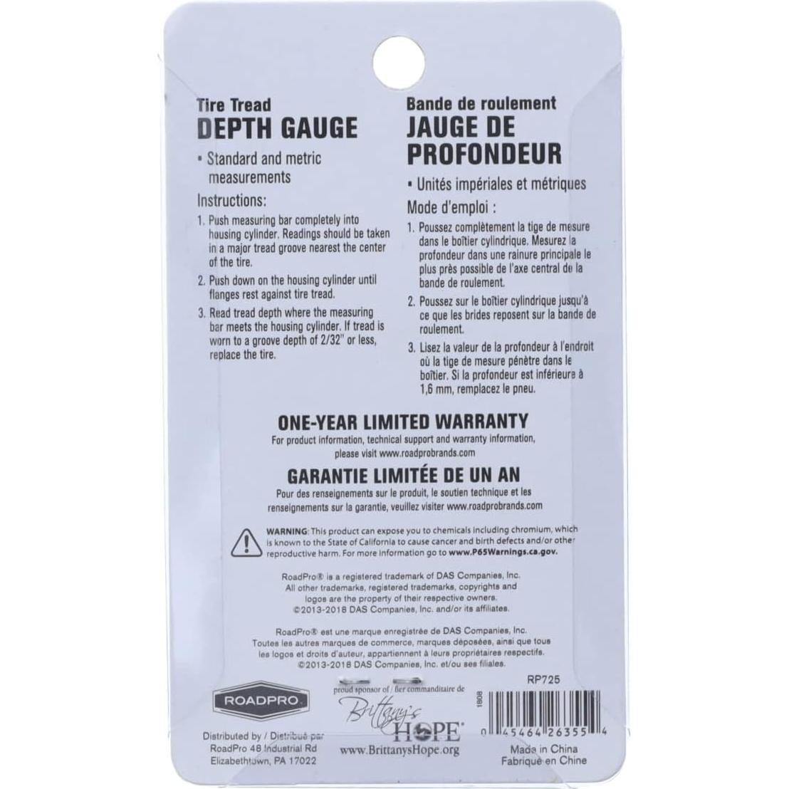 Medidor de Profundidad de Banda de Rodadura RoadPro RP725 Doble Calibración