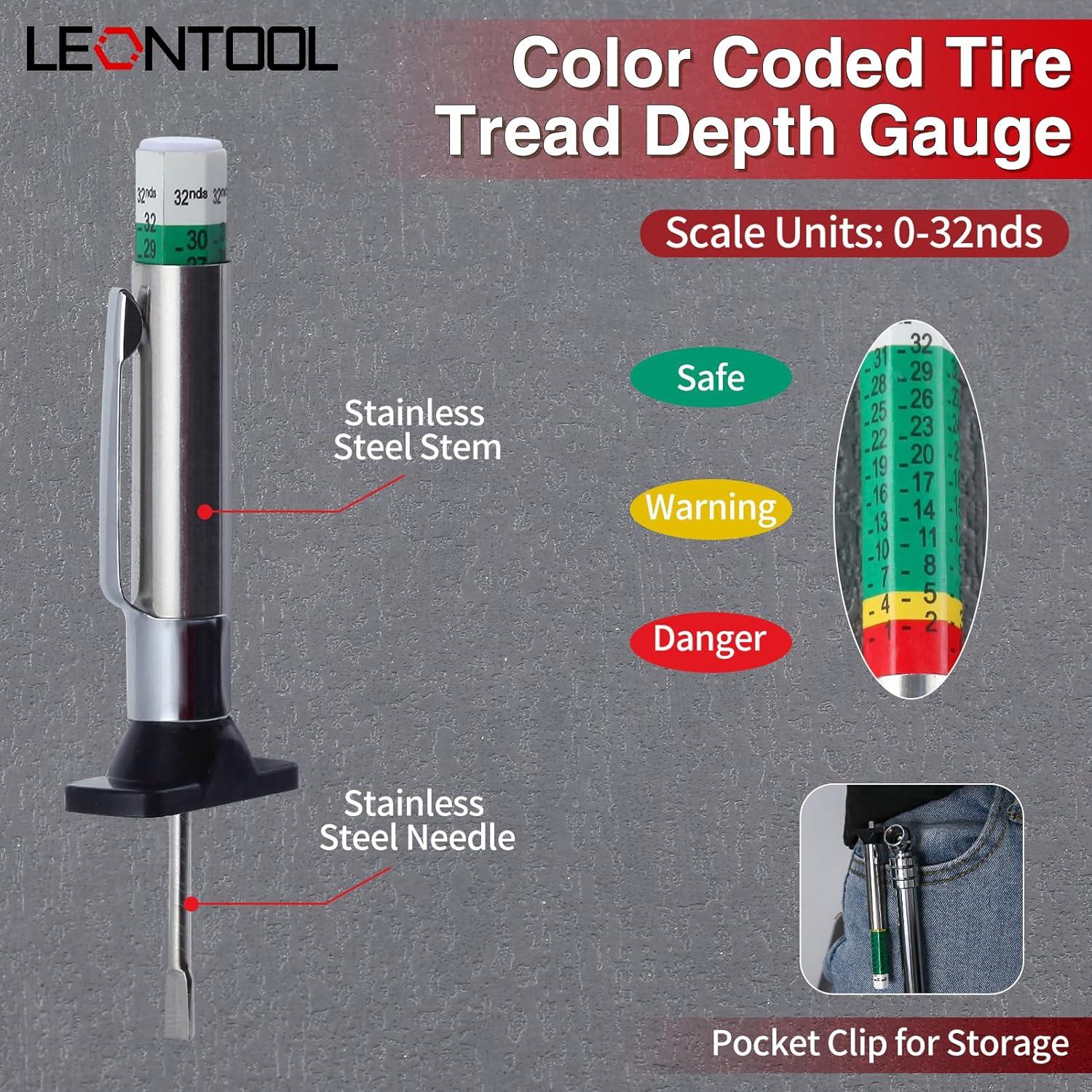 Medidor de Profundidad y Presión de Neumáticos LEONTOOL