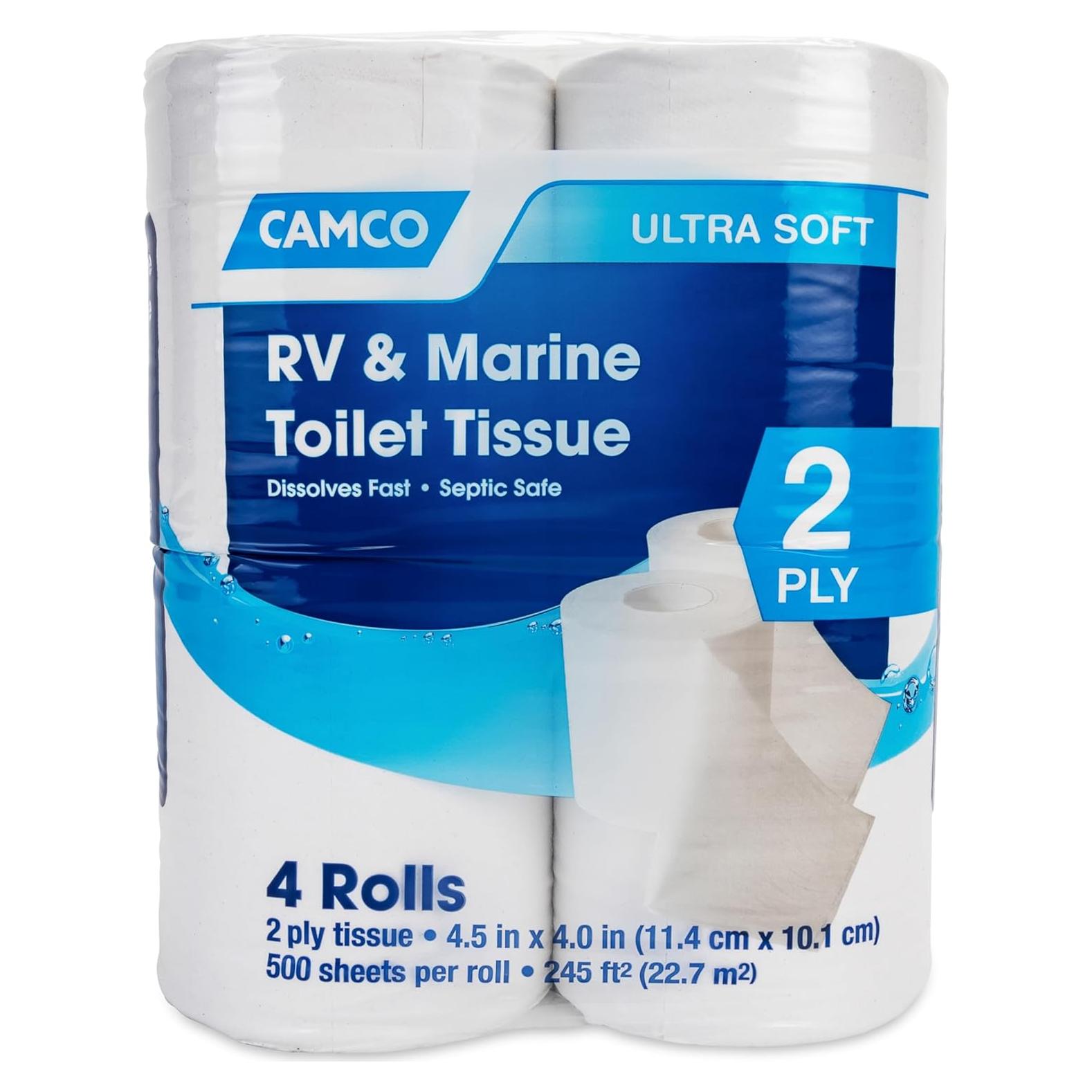 Papel Higiénico 2 Capas Camco para RV y Marina - 4 Rollos