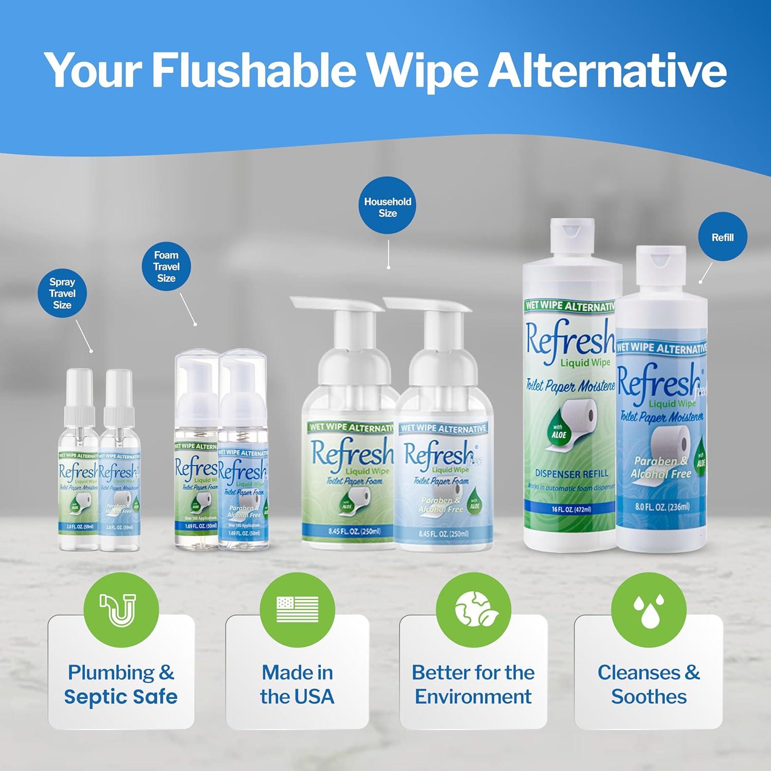 Toallita Líquida Refresh 50ml - Espuma para Papel Higiénico