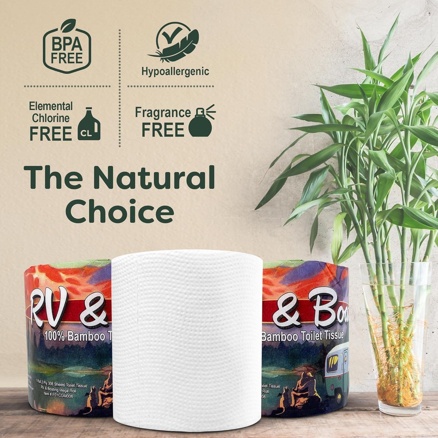Papel Higiénico Compo 100% Bambú para Barcos y RV - 8 Rollos