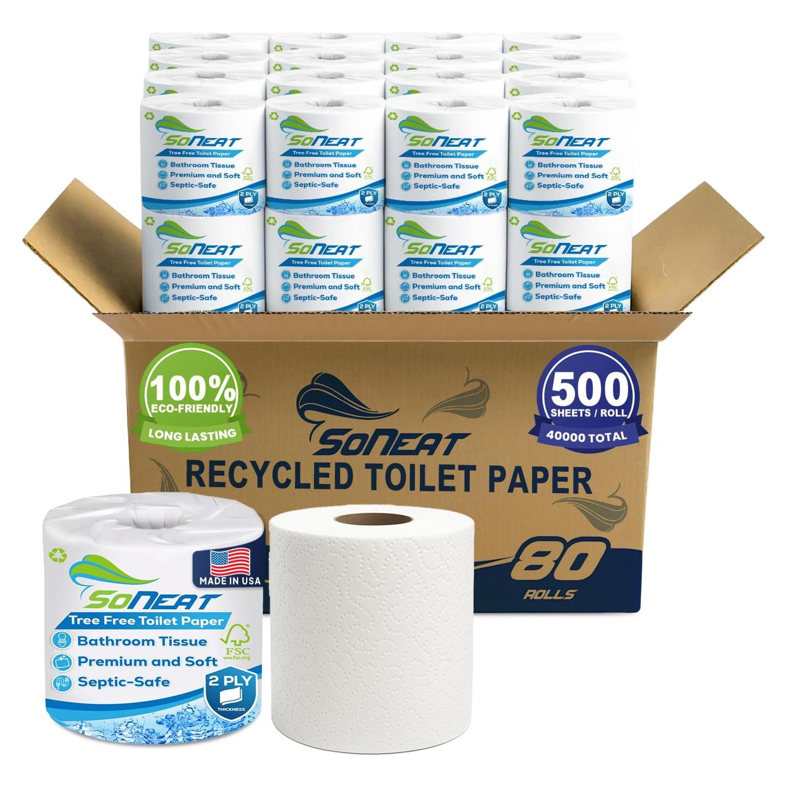 Papel Higiénico 2 Capas SoNeat 80 Rollos 500 Hojas Cada Uno