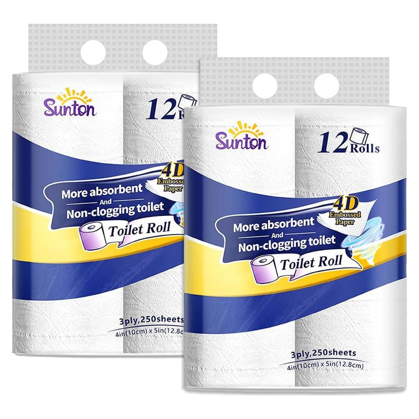 Papel Higiénico Ultra Suave Sunton 3 Capas 24 Rollos Biodegradable