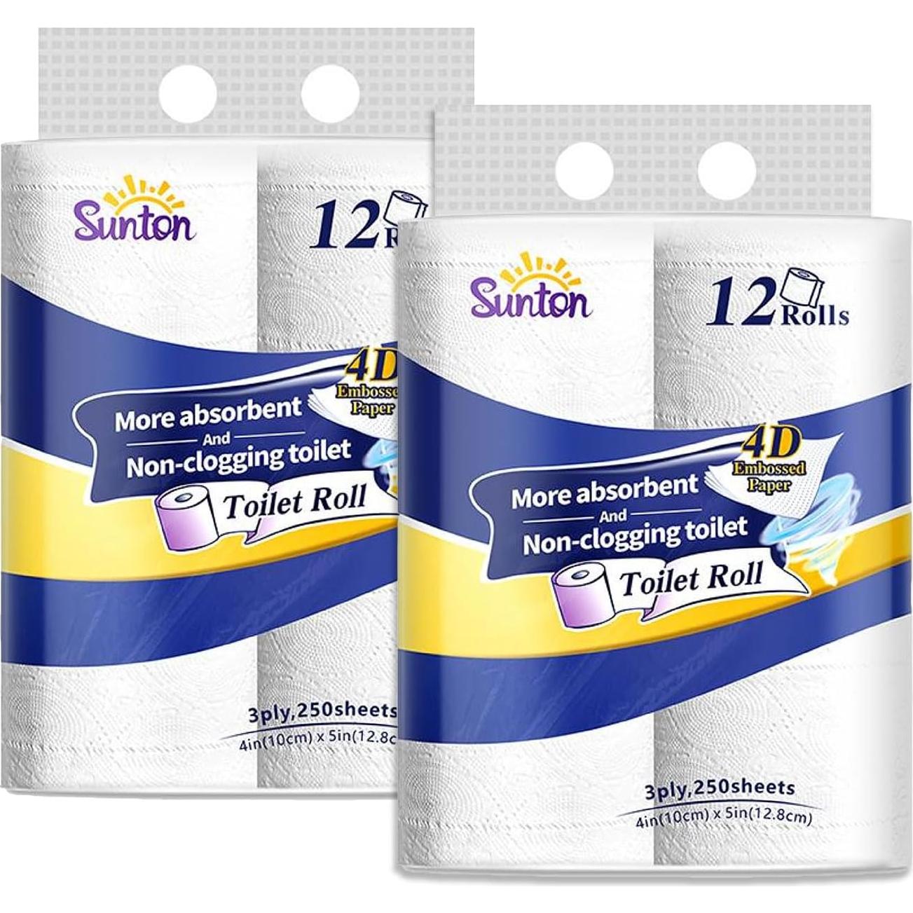 Papel Higiénico Ultra Suave Sunton 3 Capas 24 Rollos Biodegradable