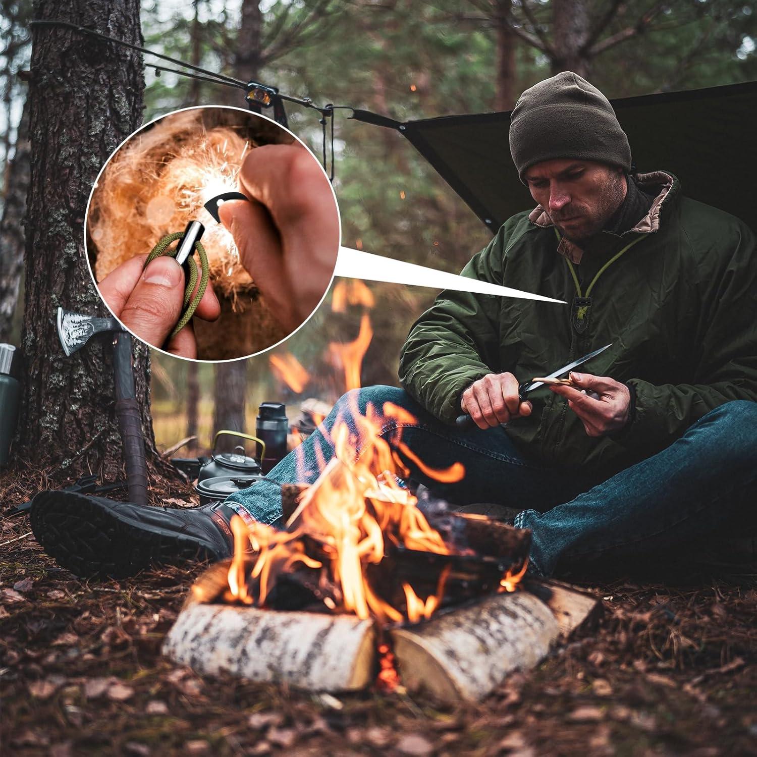 Collar de Supervivencia NUOGAO con Paracord y Pedernal 99 cm