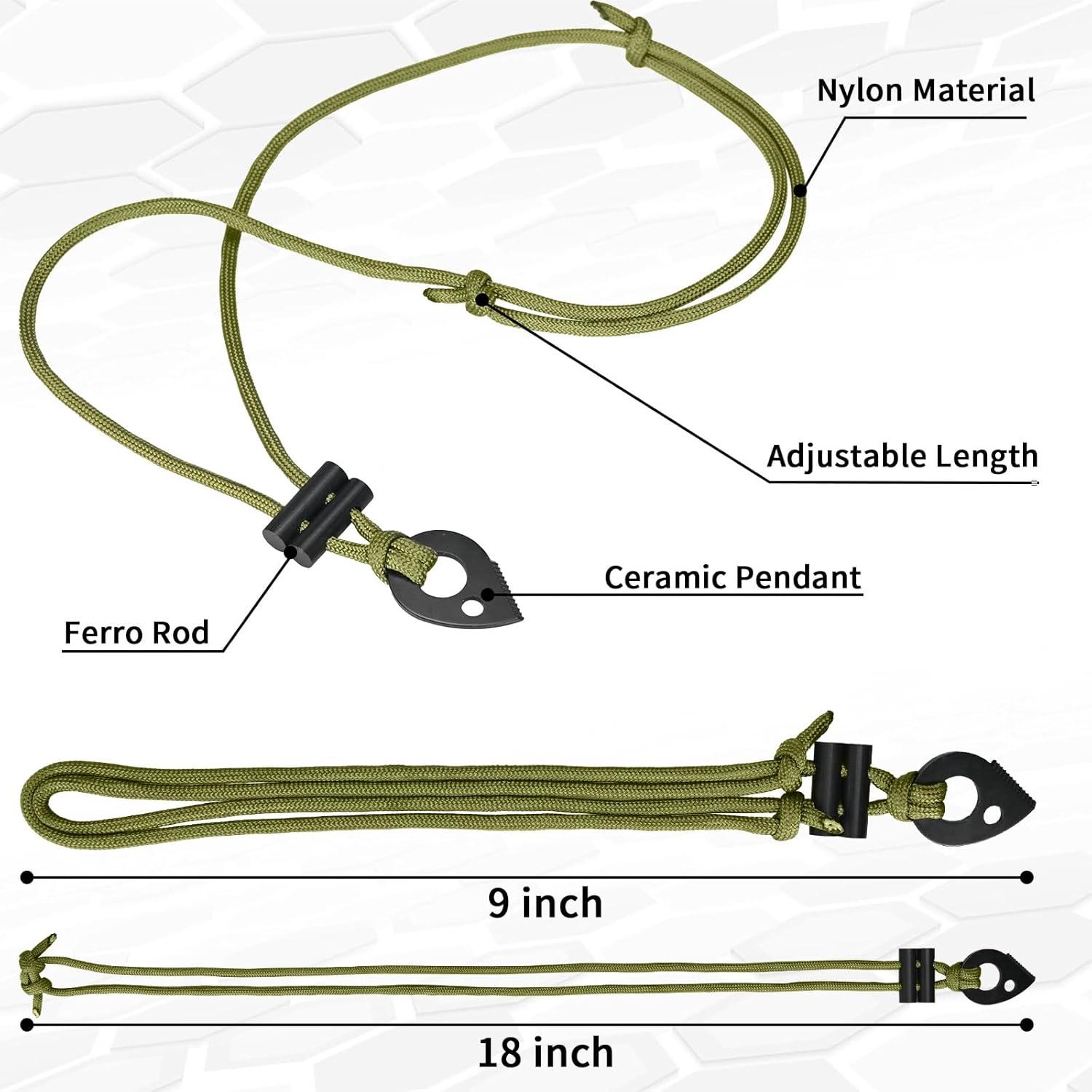 Collar de Supervivencia NUOGAO con Paracord y Pedernal 99 cm