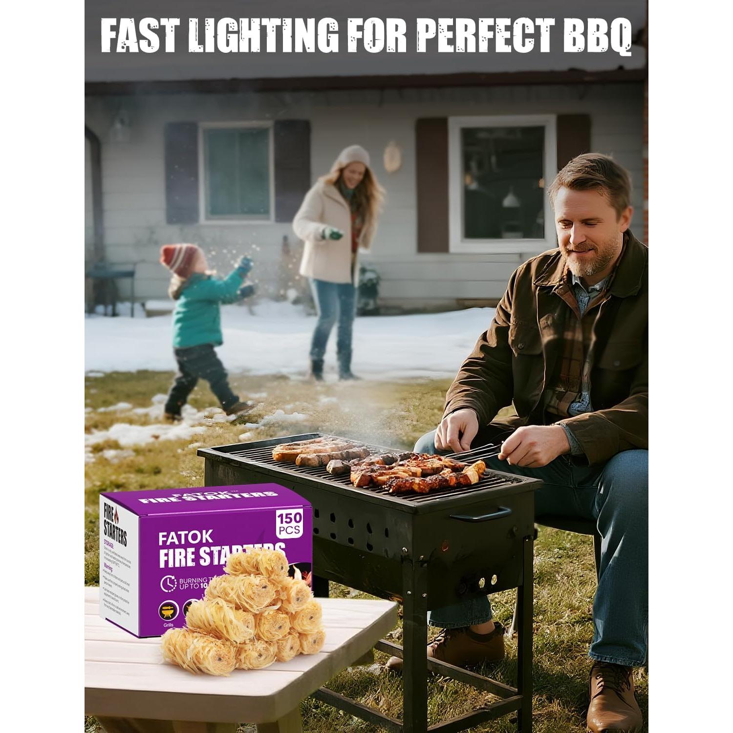 150 Encendedores de Fuego Naturales Fatok para BBQ y Fogatas