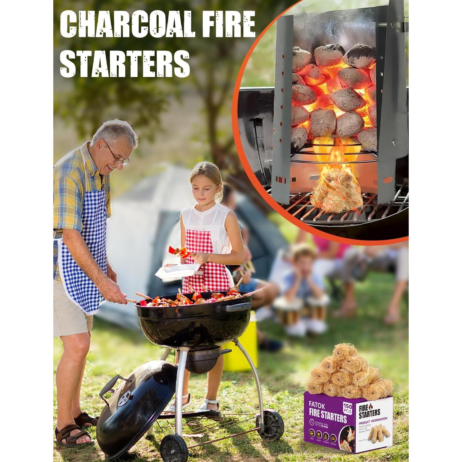150 Encendedores de Fuego Naturales Fatok para BBQ y Fogatas